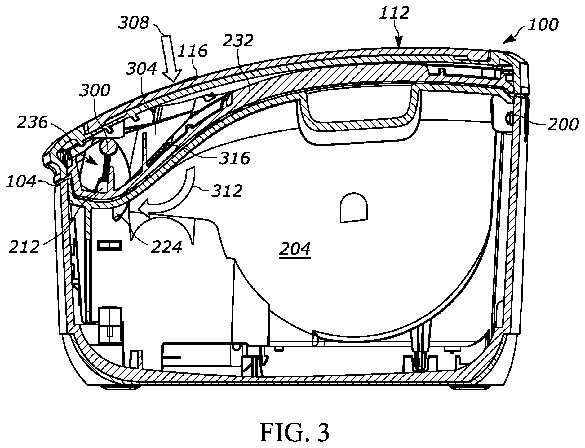 Patent US11772395 Figure 3 – Lid subsystem for media processing devices