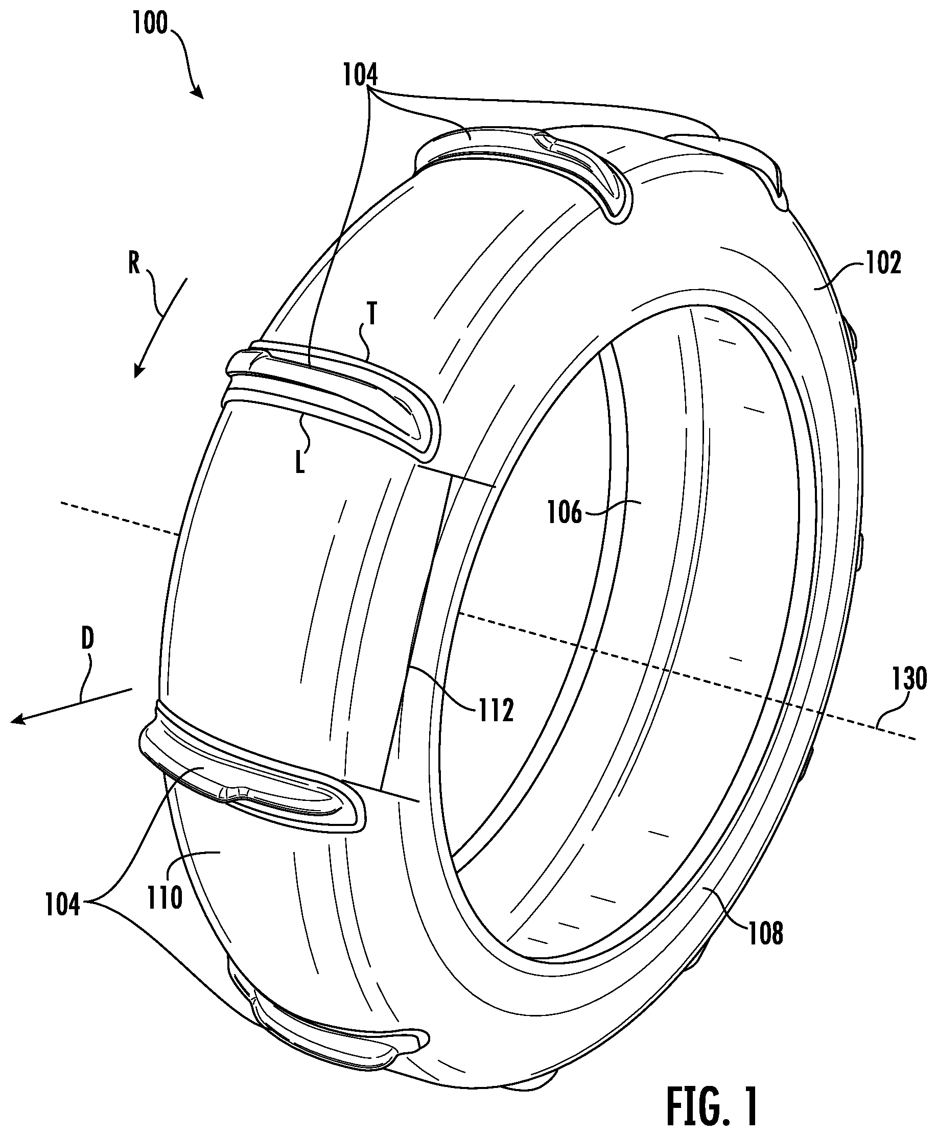Patent US11772417 Figure 1 – Paddle tire