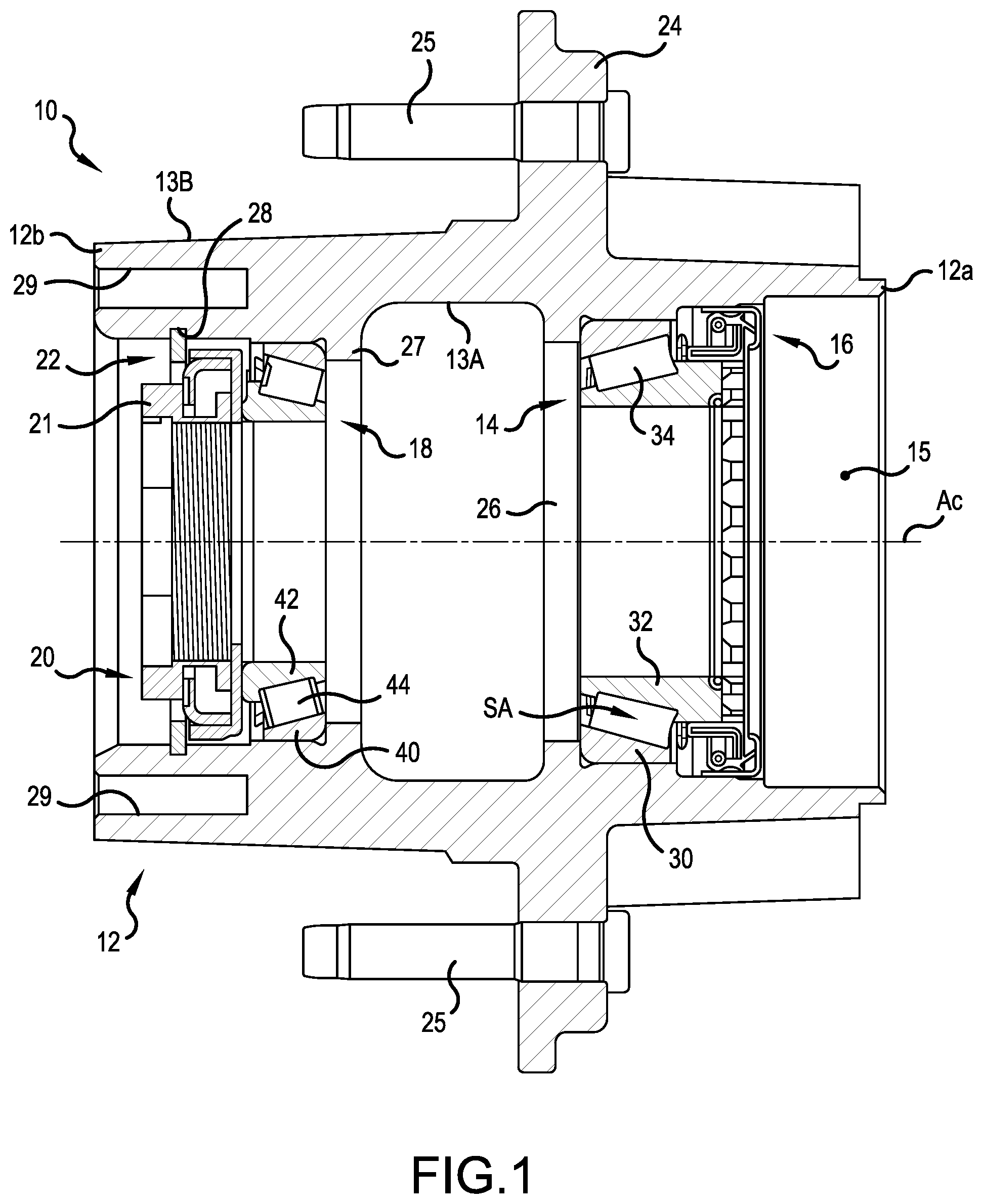 Patent US11772419 Figure 1 – Unitized wheel end assembly