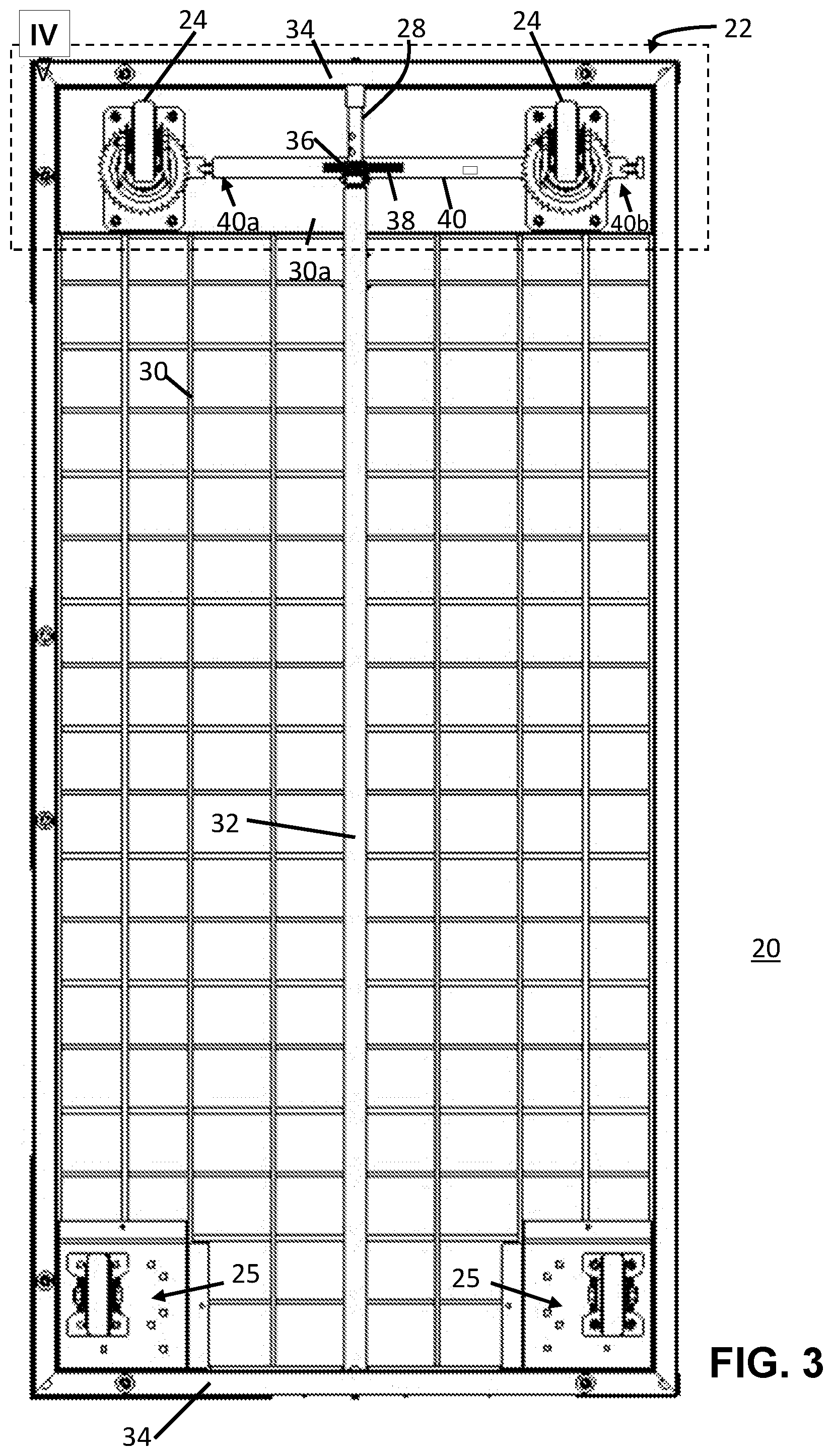 Patent US11772420 Figure 3 – Caster wheel brake and anti-swivel system