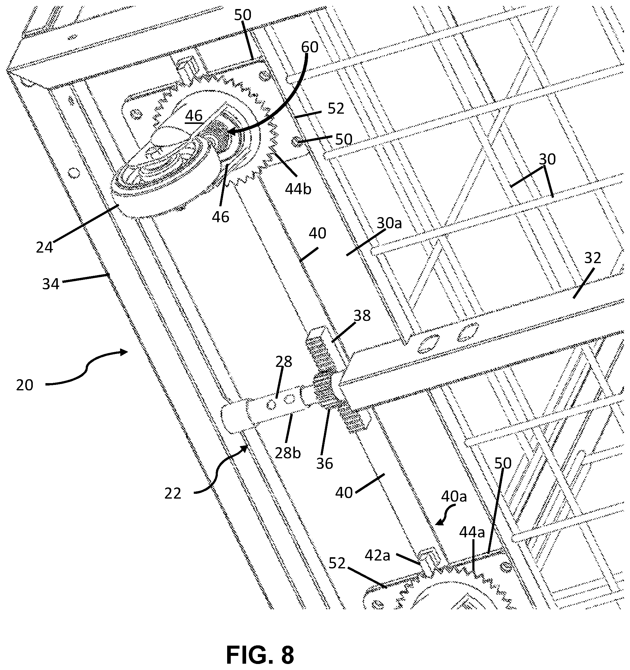 Patent US11772420 Figure 7 – Caster wheel brake and anti-swivel system