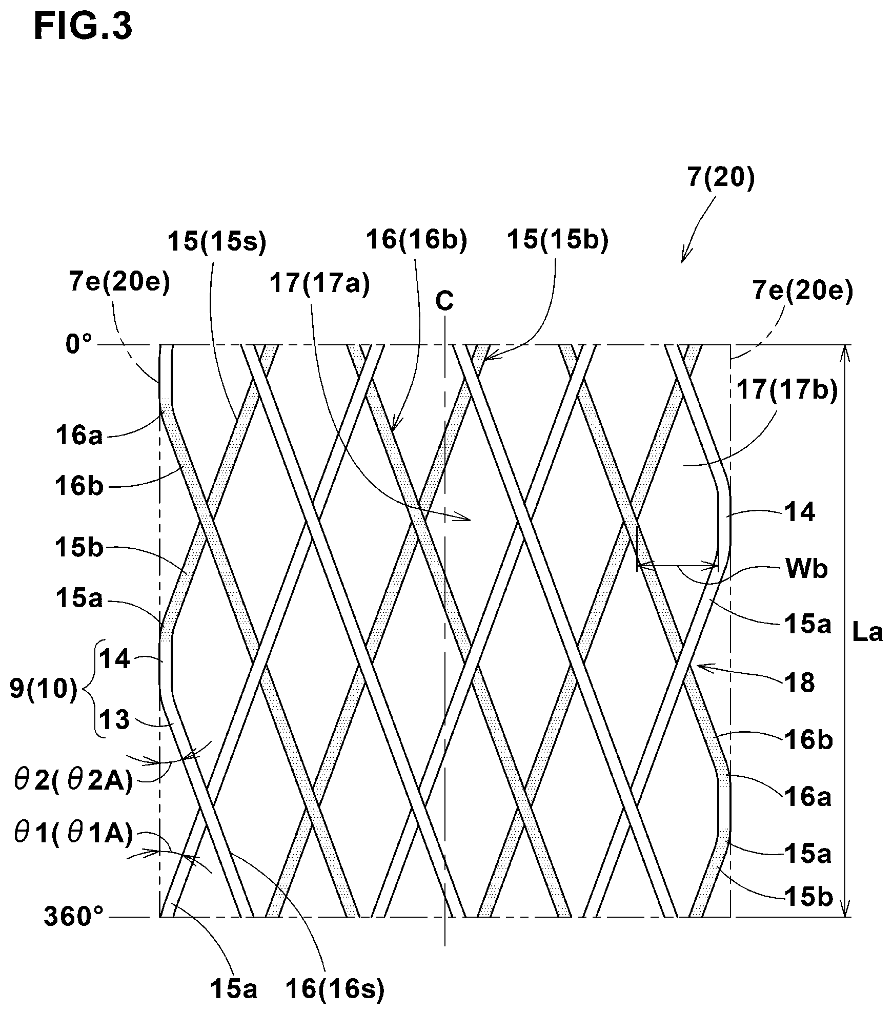 Patent US11772425 Figure 3 – Pneumatic tire