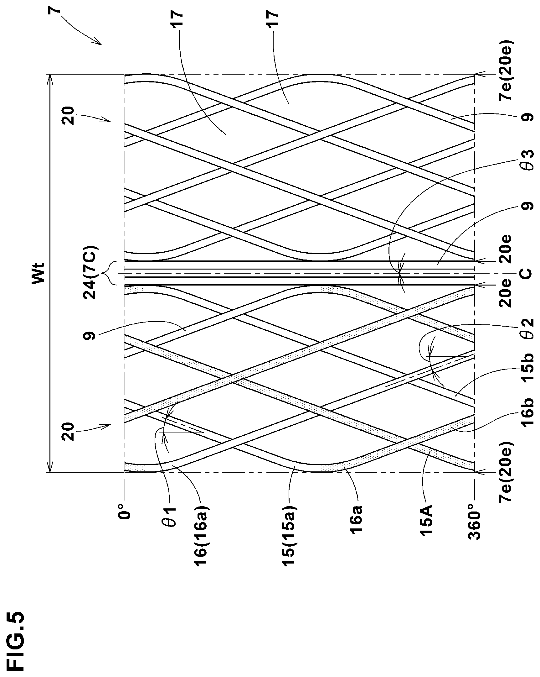 Patent US11772425 Figure 5 – Pneumatic tire