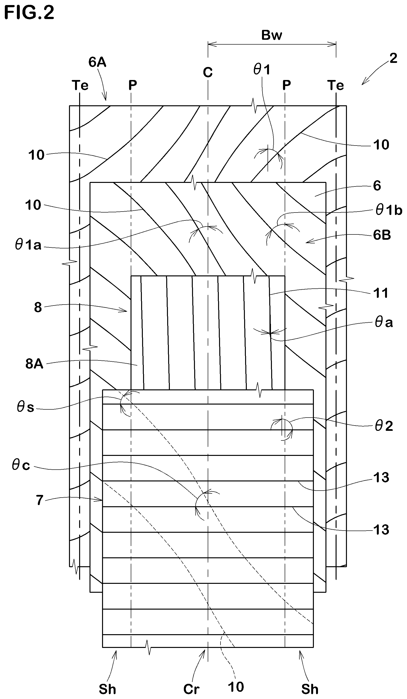 Patent US11772427 Figure 2 – Motorcycle tire