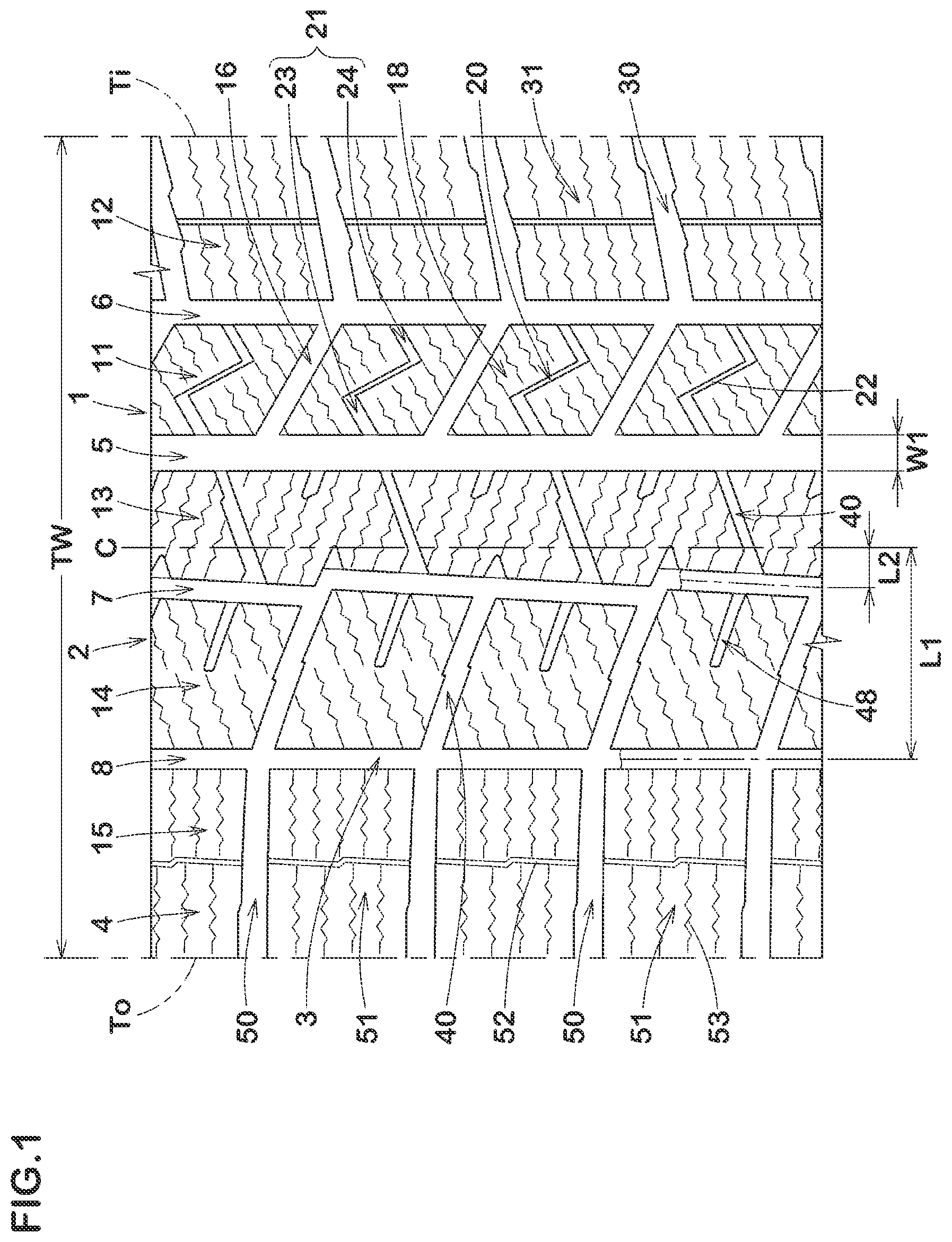 Patent US11772428 Figure 1 – Tire