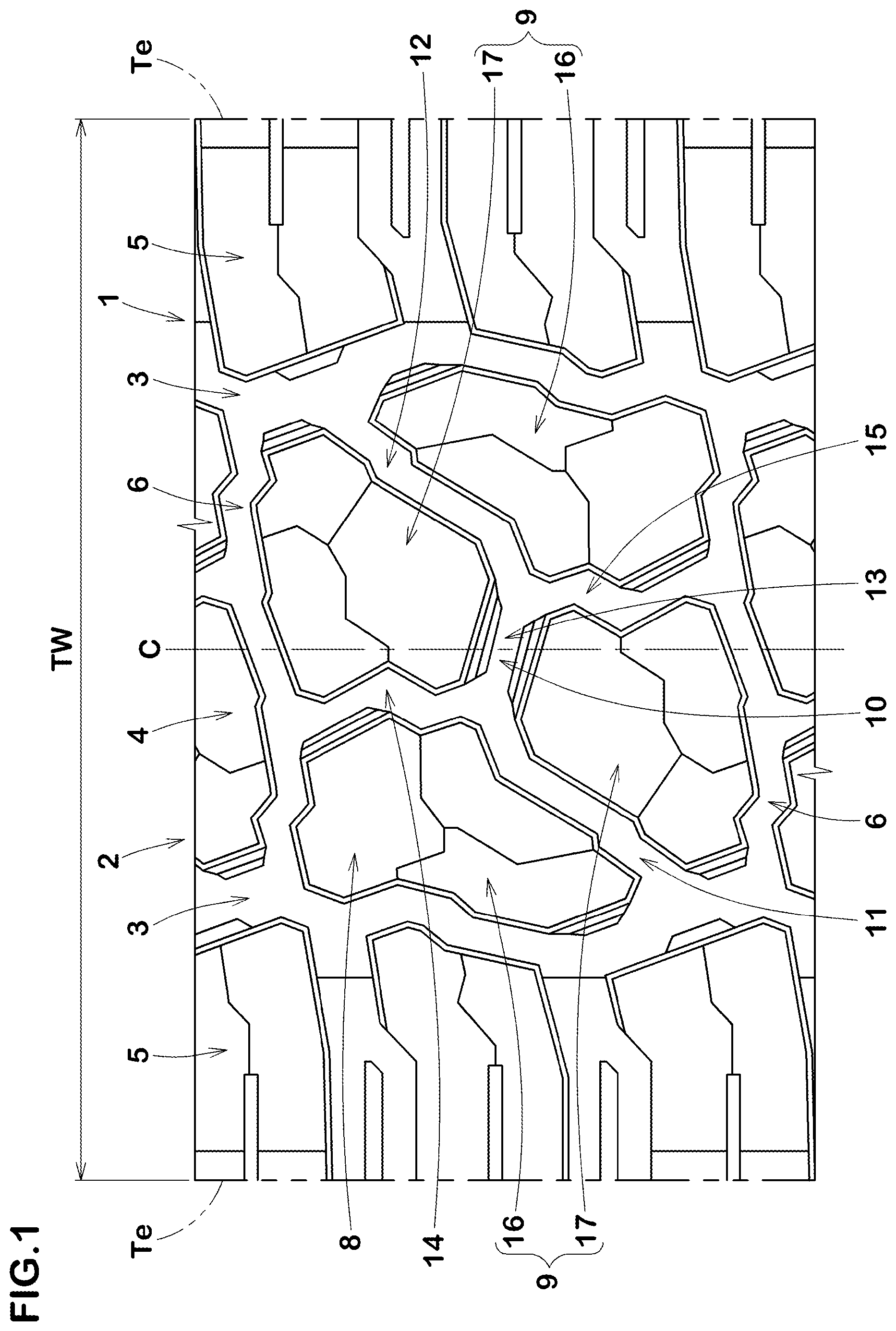 Patent US11772429 Figure 1 – Tire