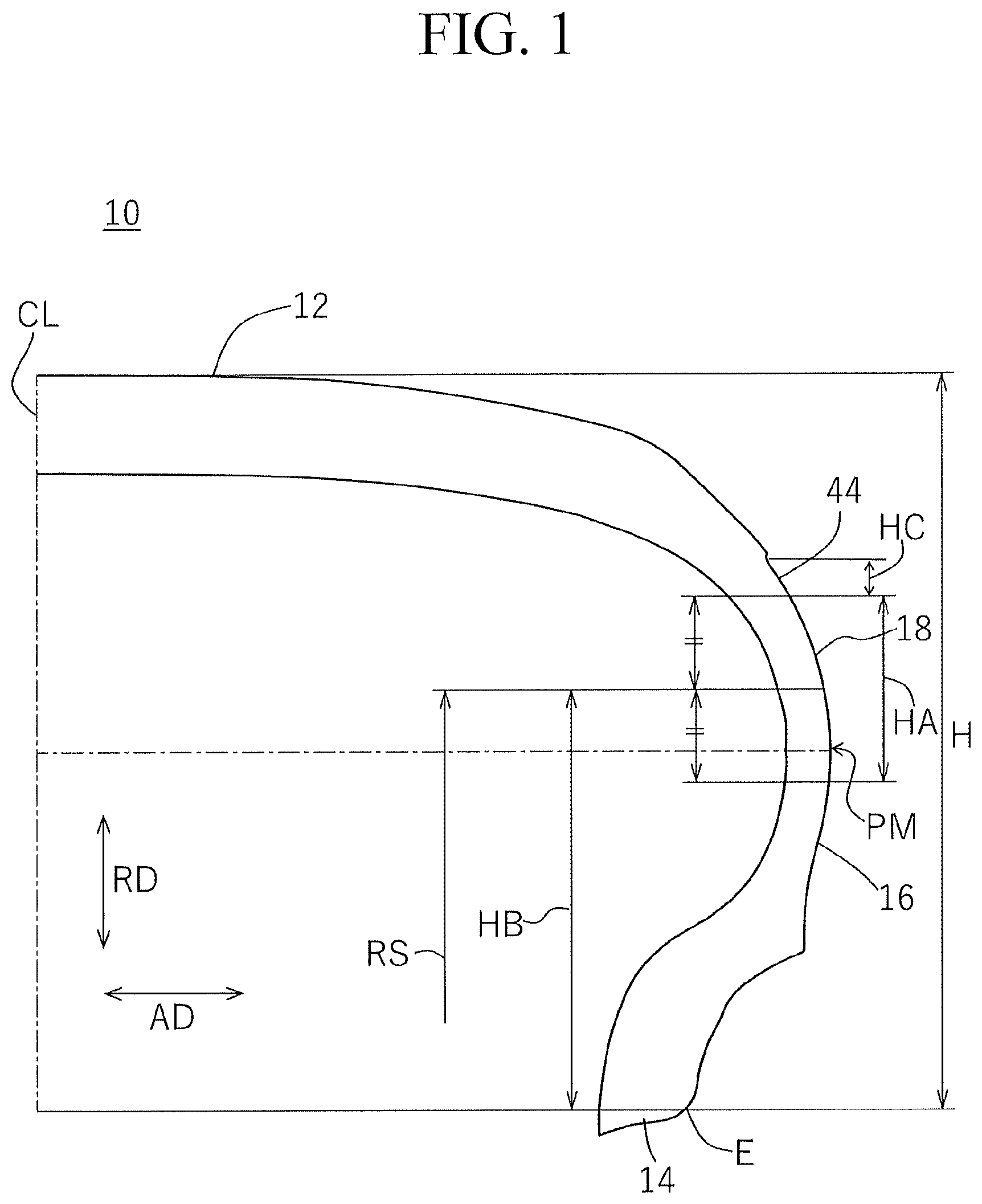 Patent US11772433 Figure 1 – Pneumatic tire