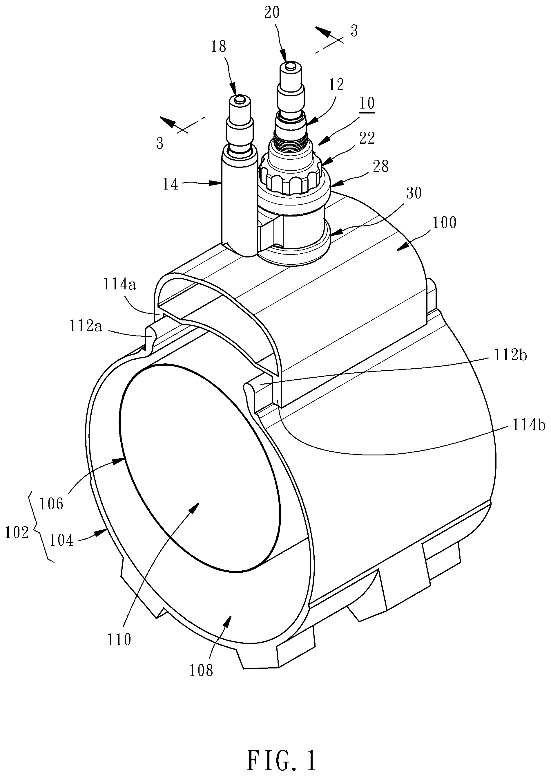 Patent US11772435 Figure 1 – Valve assembly for tires