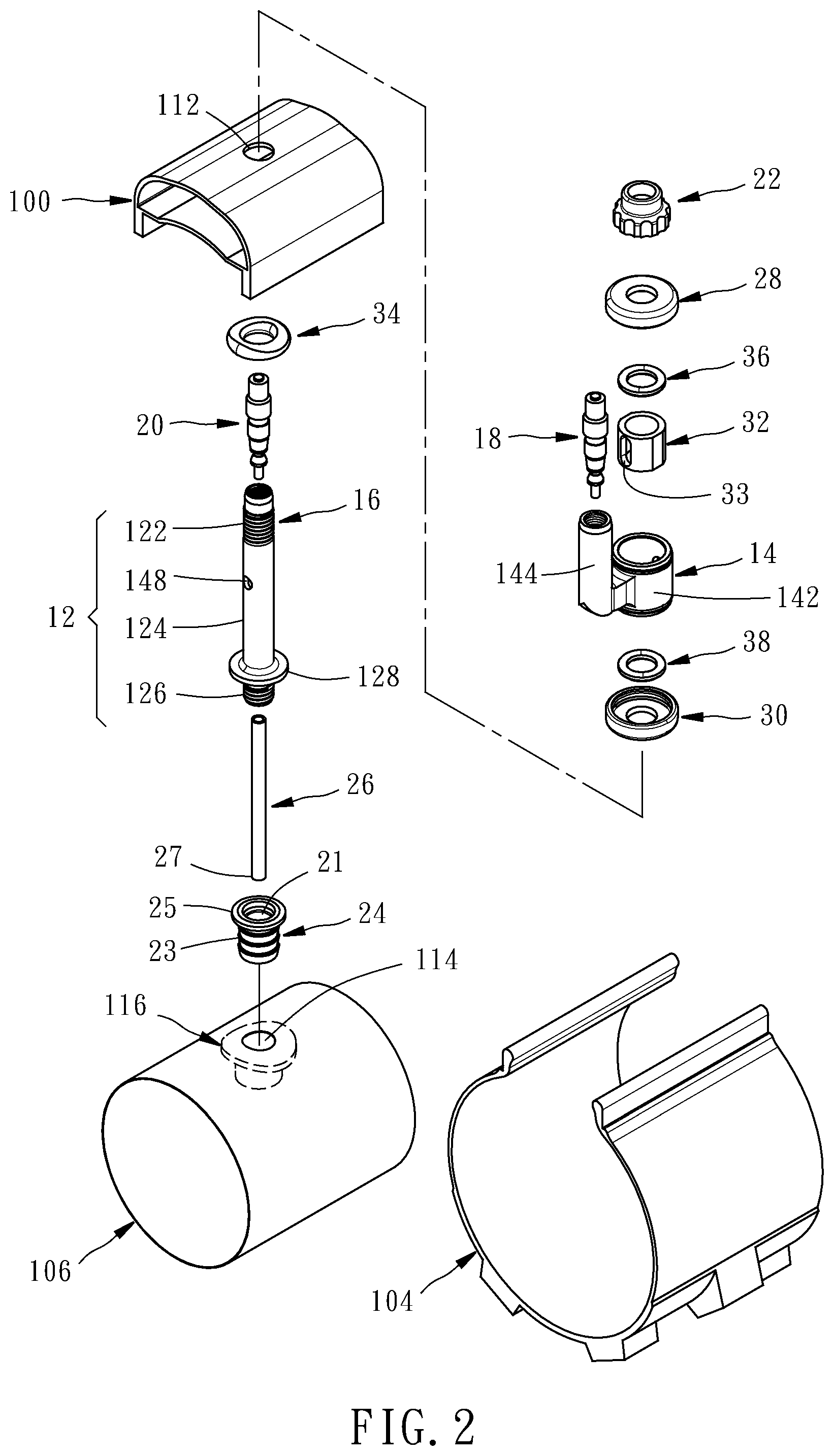 Patent US11772435 Figure 2 – Valve assembly for tires