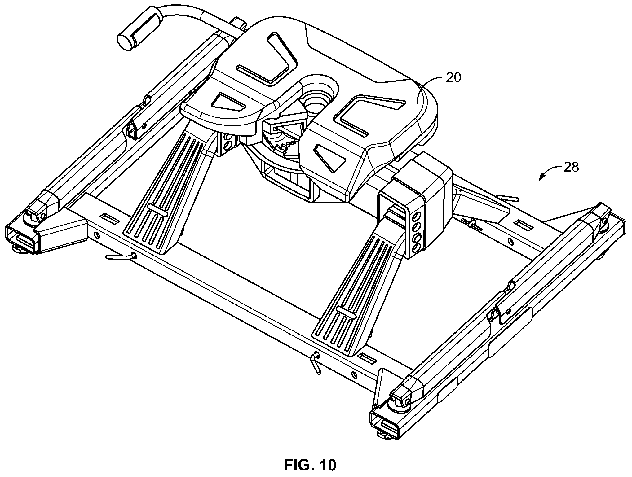 Patent US11772437 Figure 8 – Fifth wheel hitch mounting system