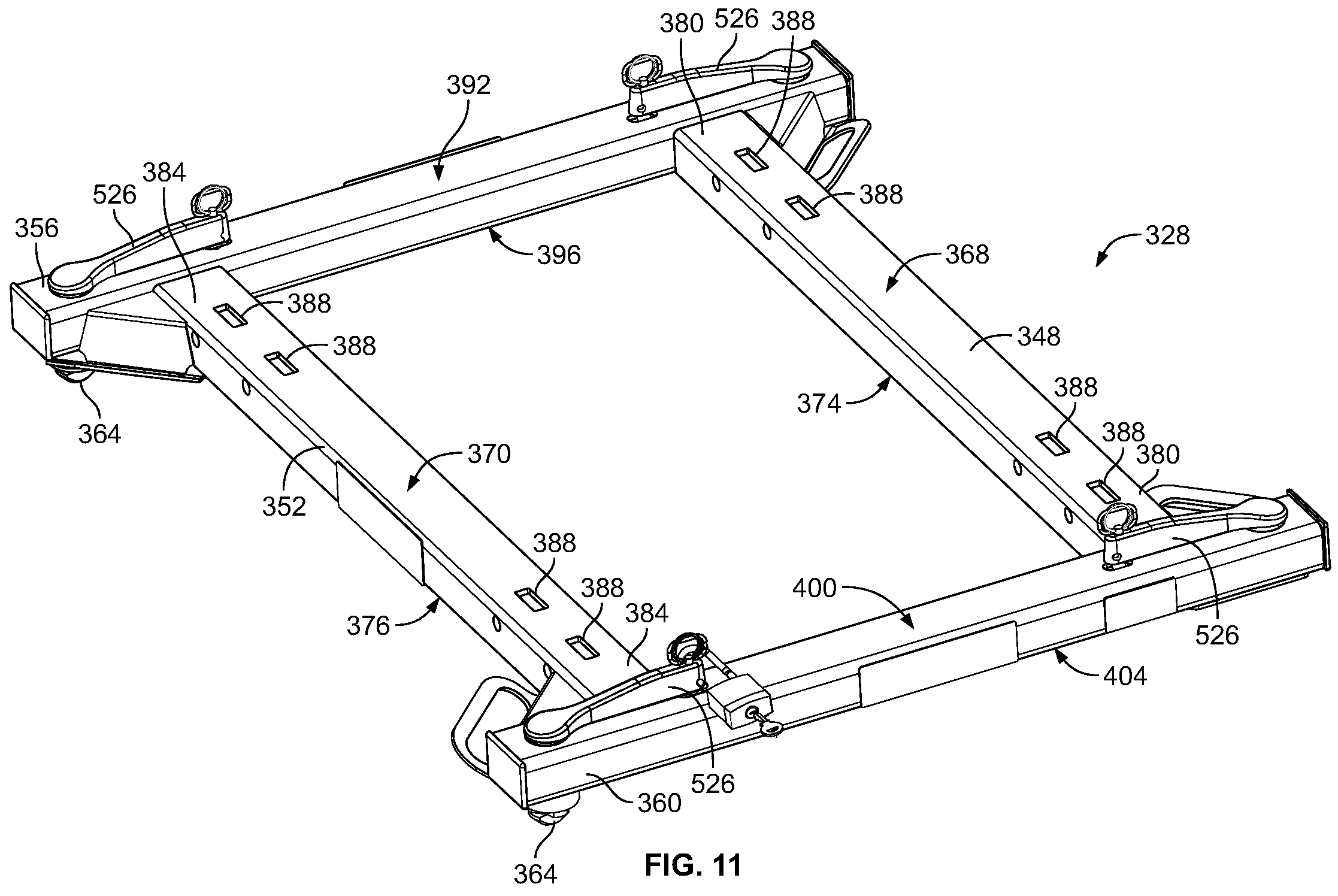 Patent US11772437 Figure 9 – Fifth wheel hitch mounting system