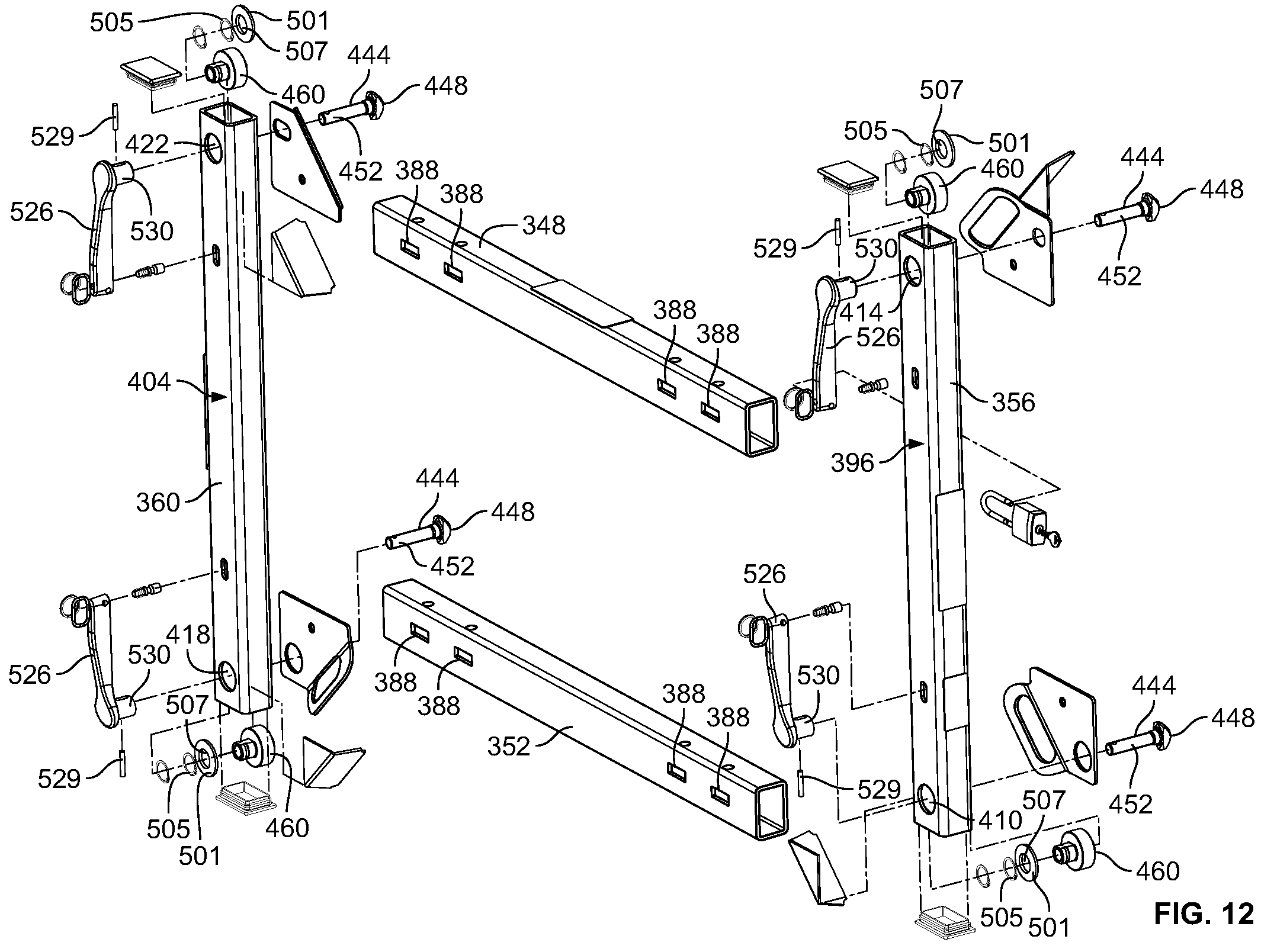 Patent US11772437 Figure 10 – Fifth wheel hitch mounting system
