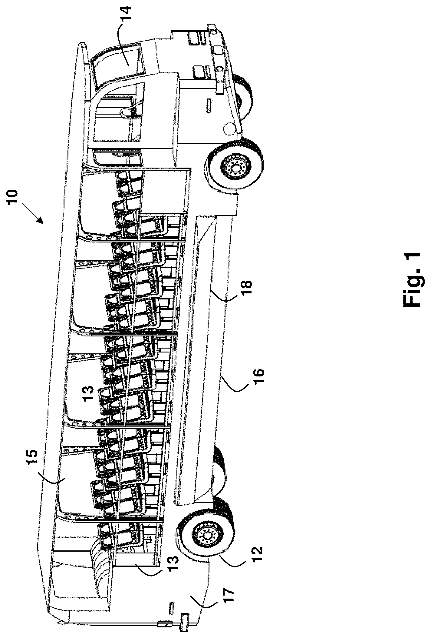 Patent US11772439 Figure 1 – Amphibious vehicle with retractable floaters