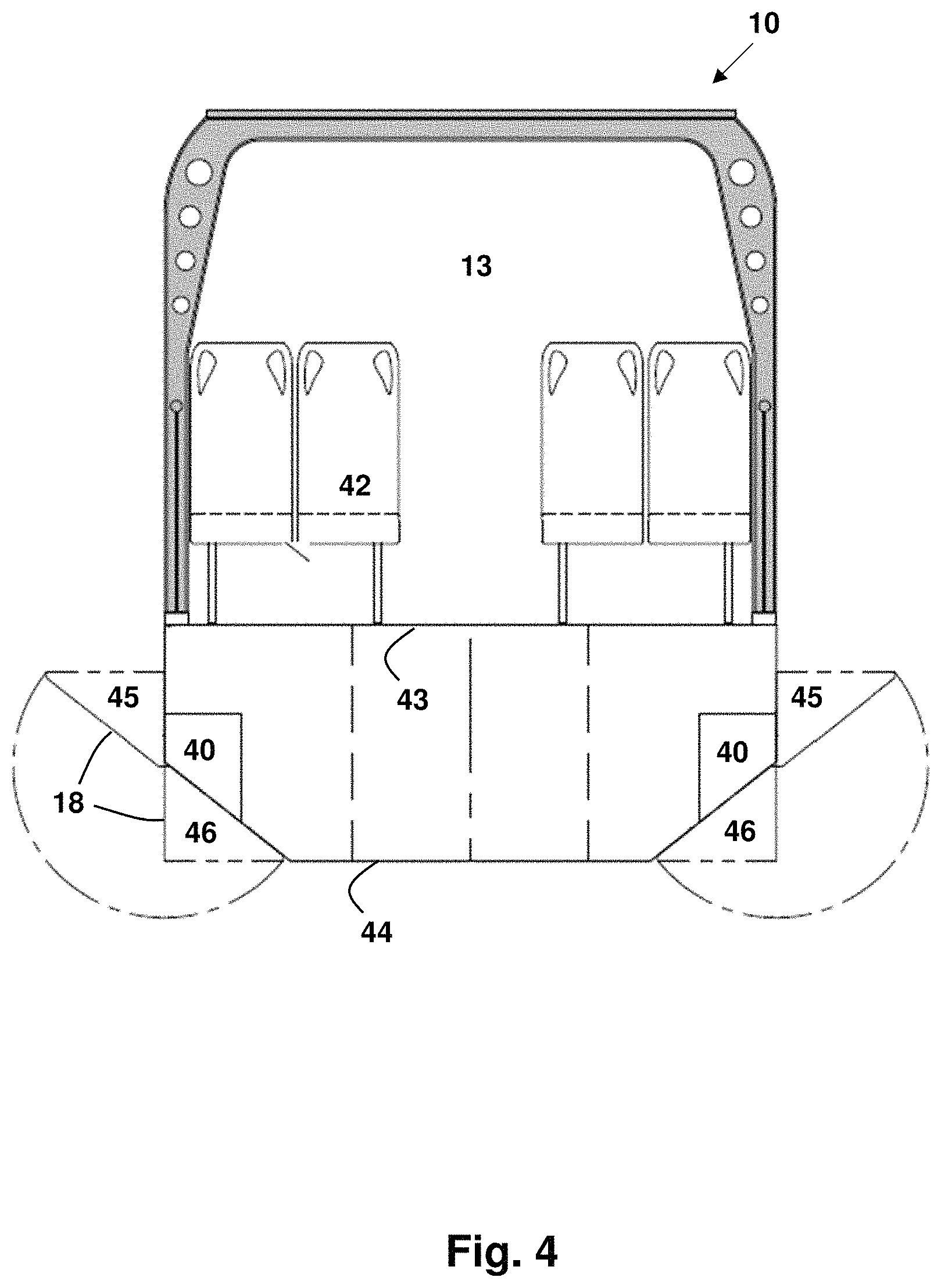 Patent US11772439 Figure 4 – Amphibious vehicle with retractable floaters