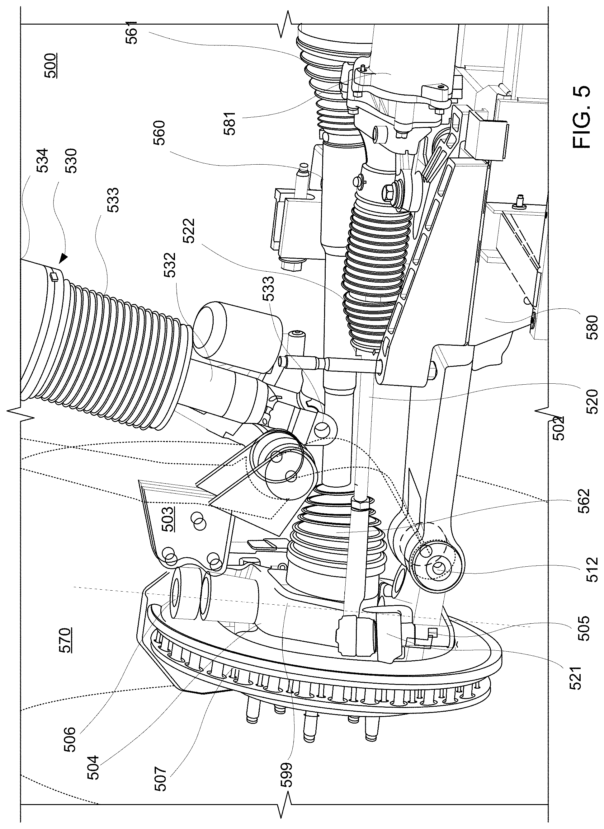 Patent US11772442 Figure 4 – Offset steering axis knuckle system