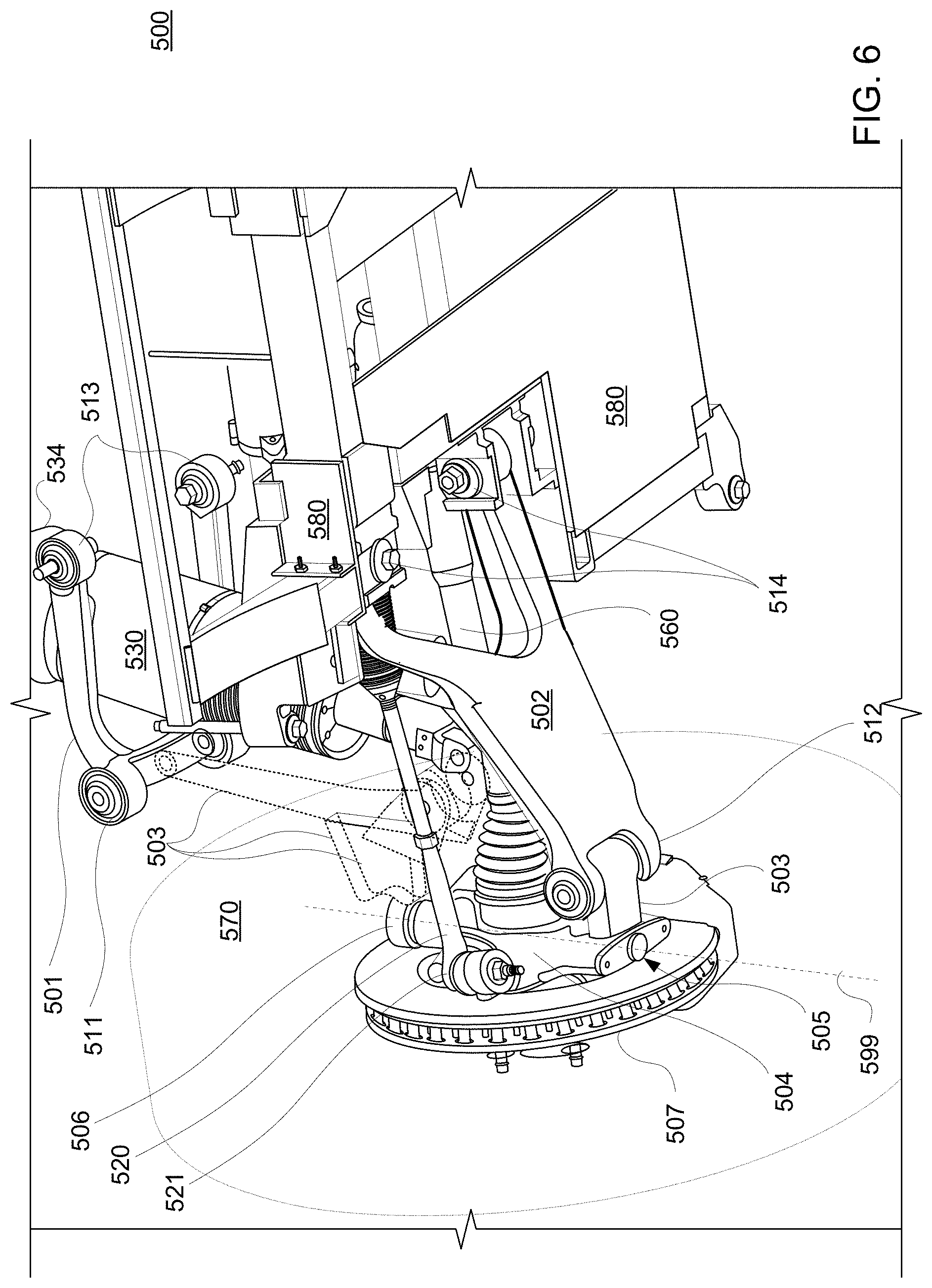 Patent US11772442 Figure 5 – Offset steering axis knuckle system