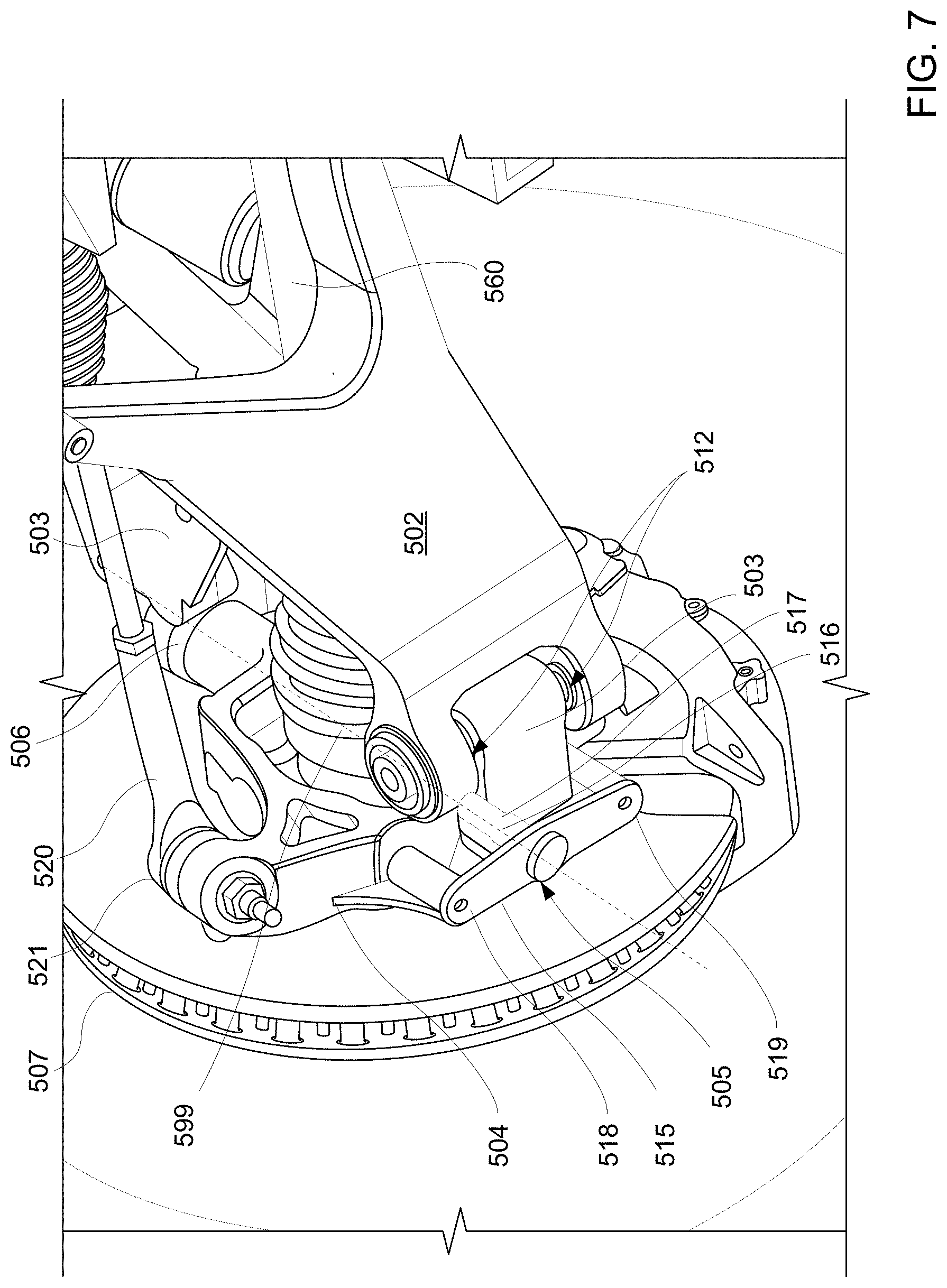 Patent US11772442 Figure 6 – Offset steering axis knuckle system