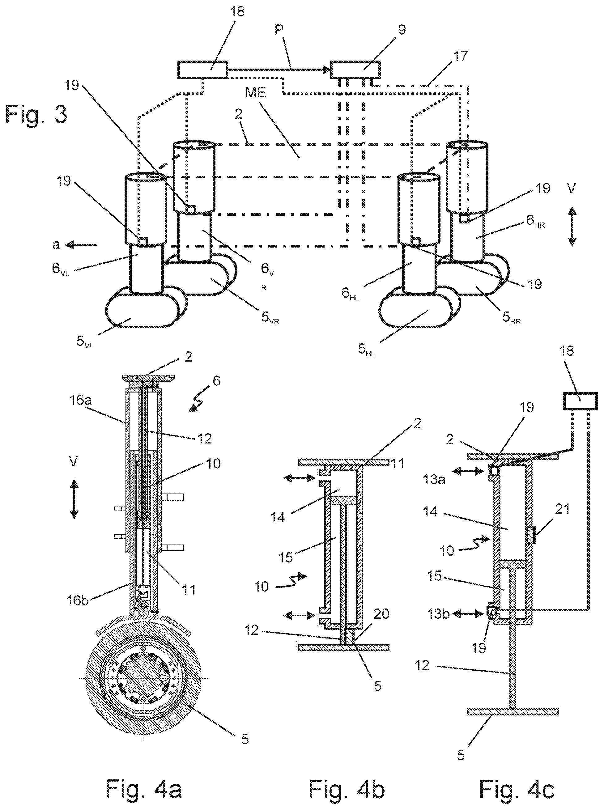 Patent US11772445 Figure 2 – Construction machine, particularly road milling machine, and method for controlling the stroke position of a piston-cylinder unit of a lifting column of a construction machine