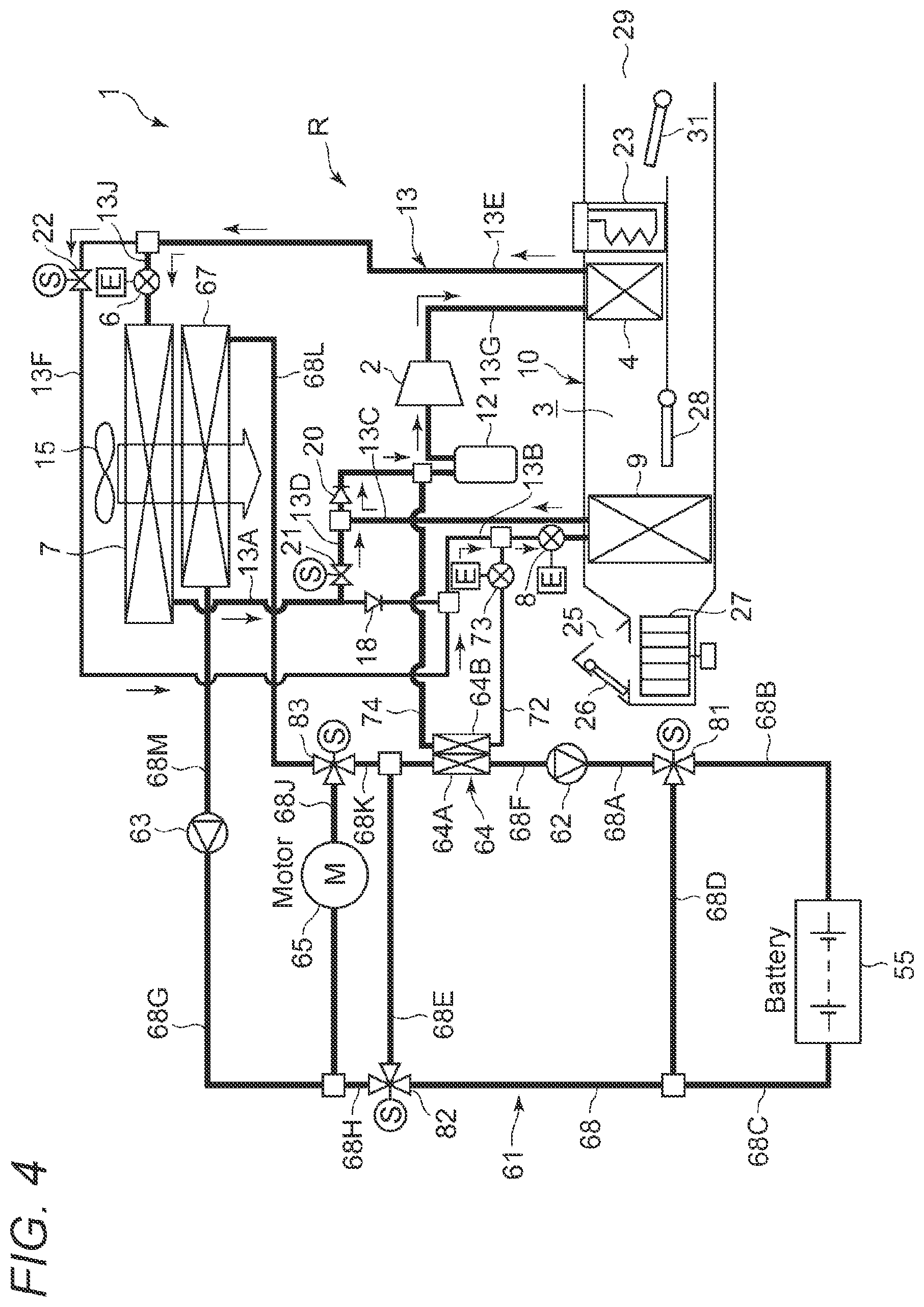 Patent US11772449 Figure 4 – Vehicle air conditioning device