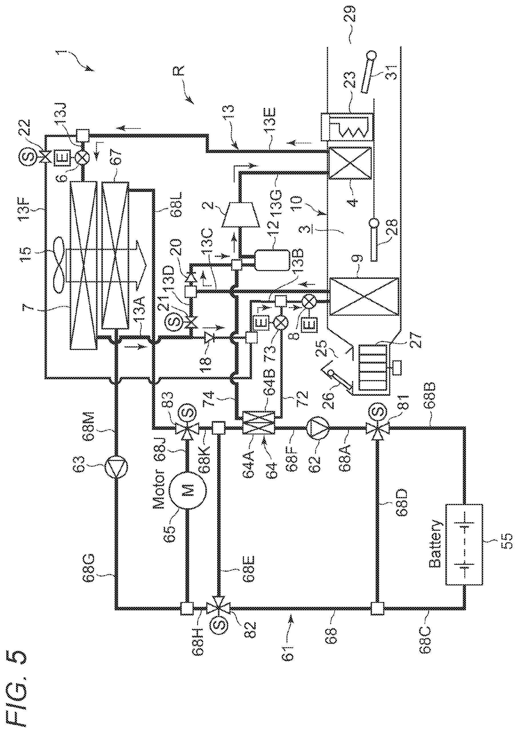 Patent US11772449 Figure 5 – Vehicle air conditioning device