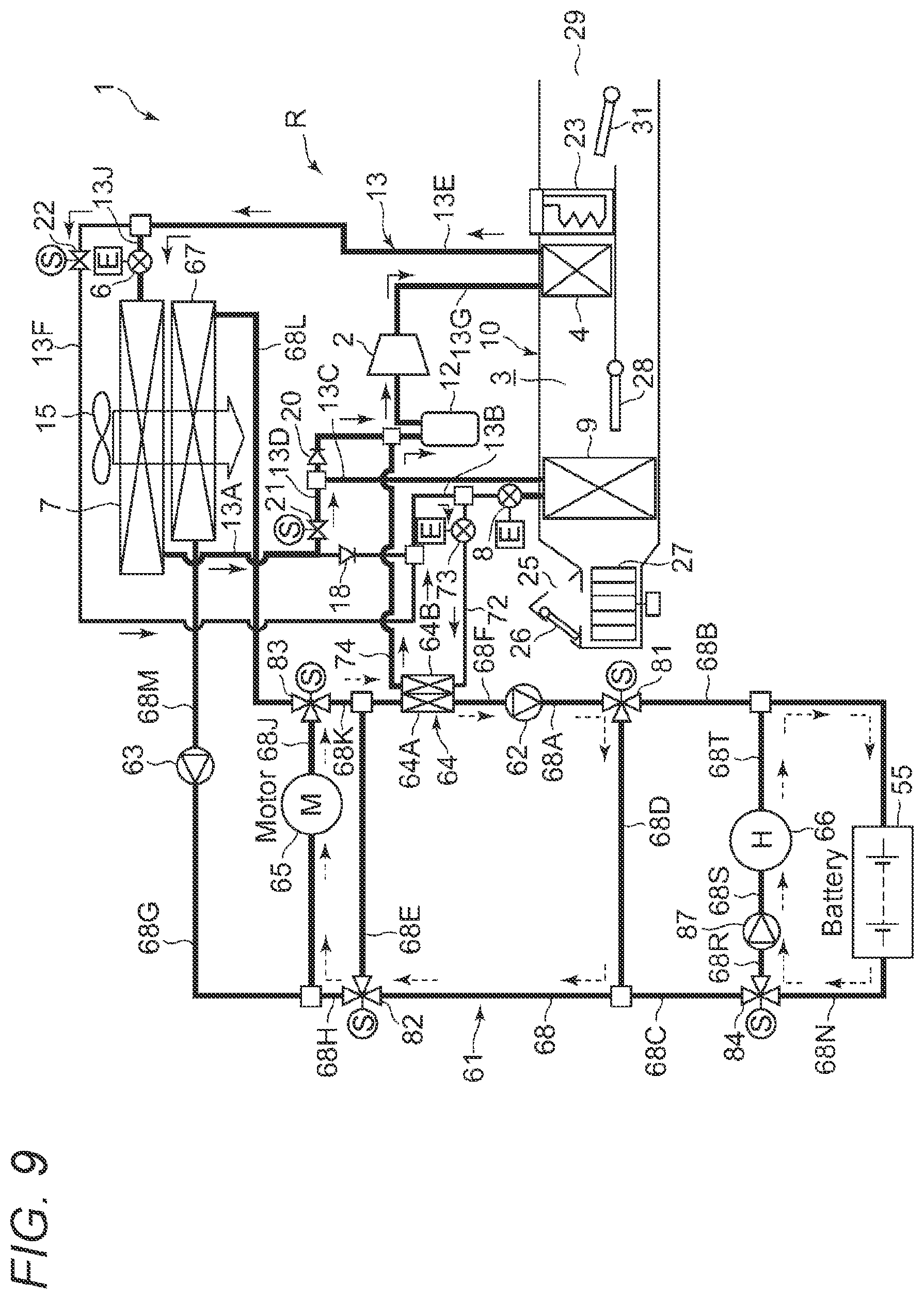 Patent US11772449 Figure 9 – Vehicle air conditioning device