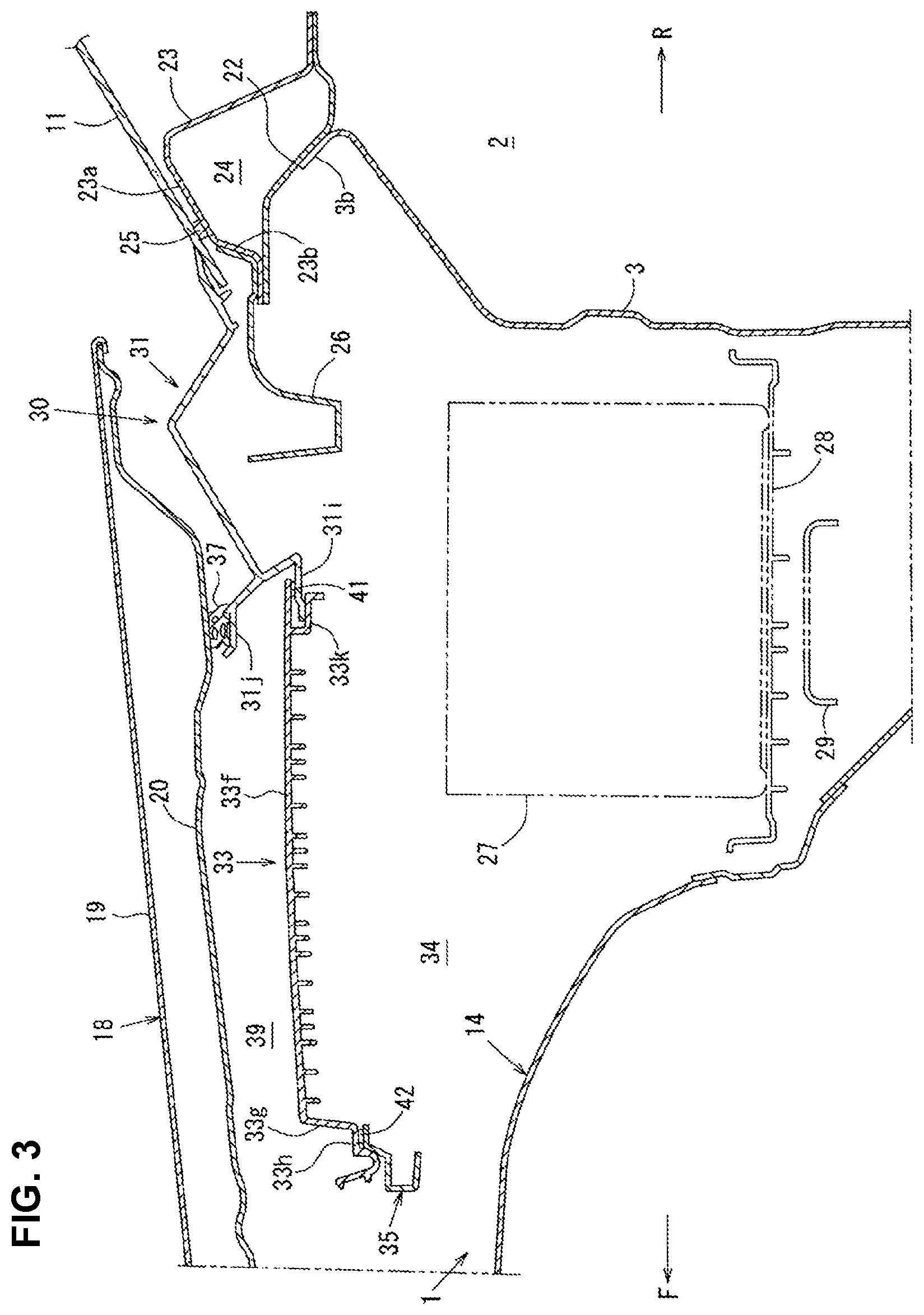 Patent US11772457 Figure 3 – Cowl grille structure of vehicle