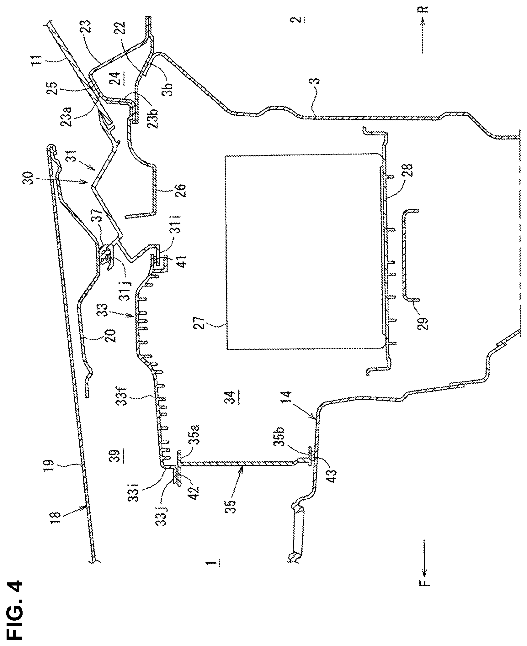 Patent US11772457 Figure 4 – Cowl grille structure of vehicle