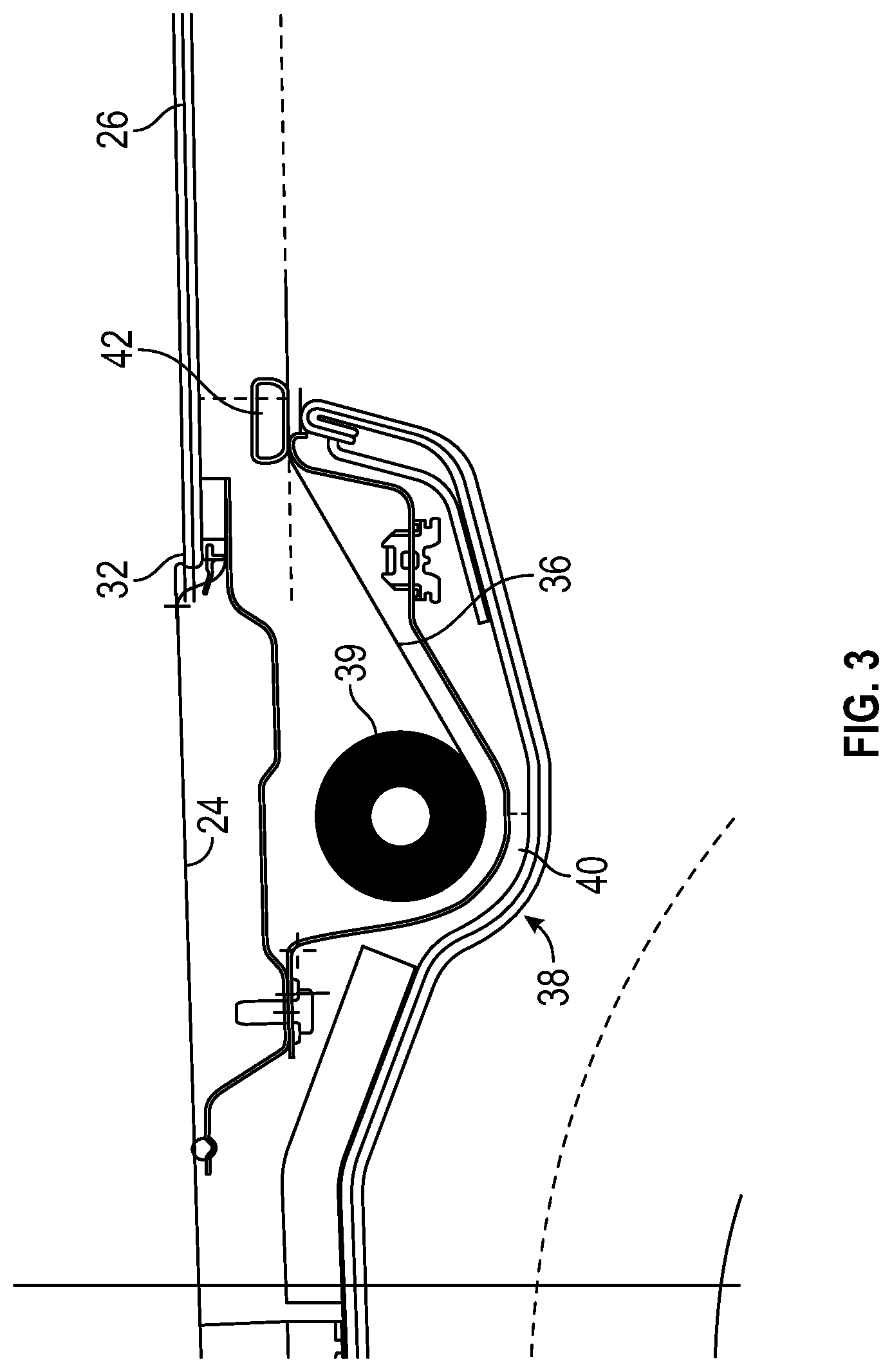 Patent US11772465 Figure 3 – Vehicle sunshade with variable width