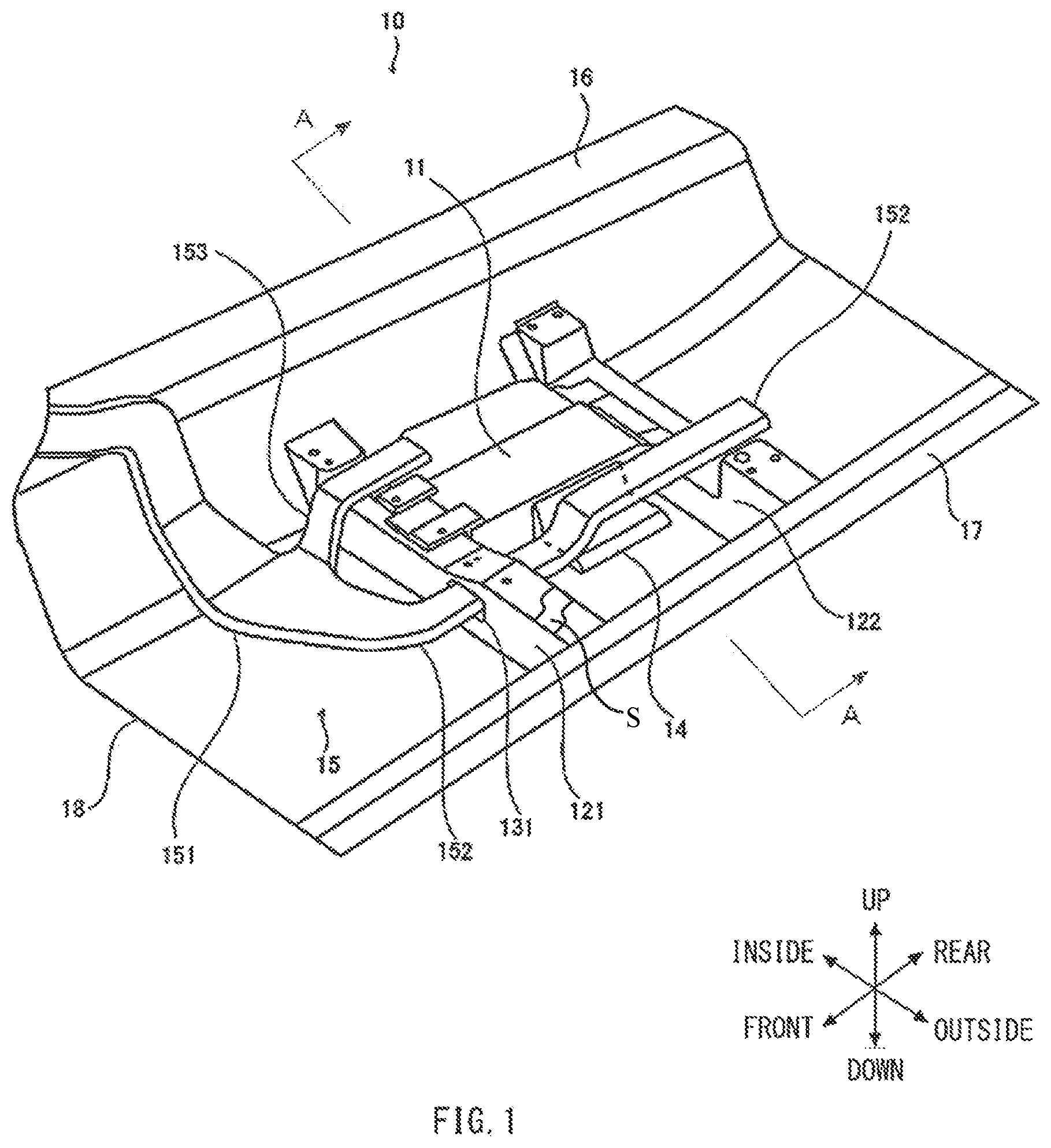 Patent US11772472 Figure 1 – Vehicle battery protection structure