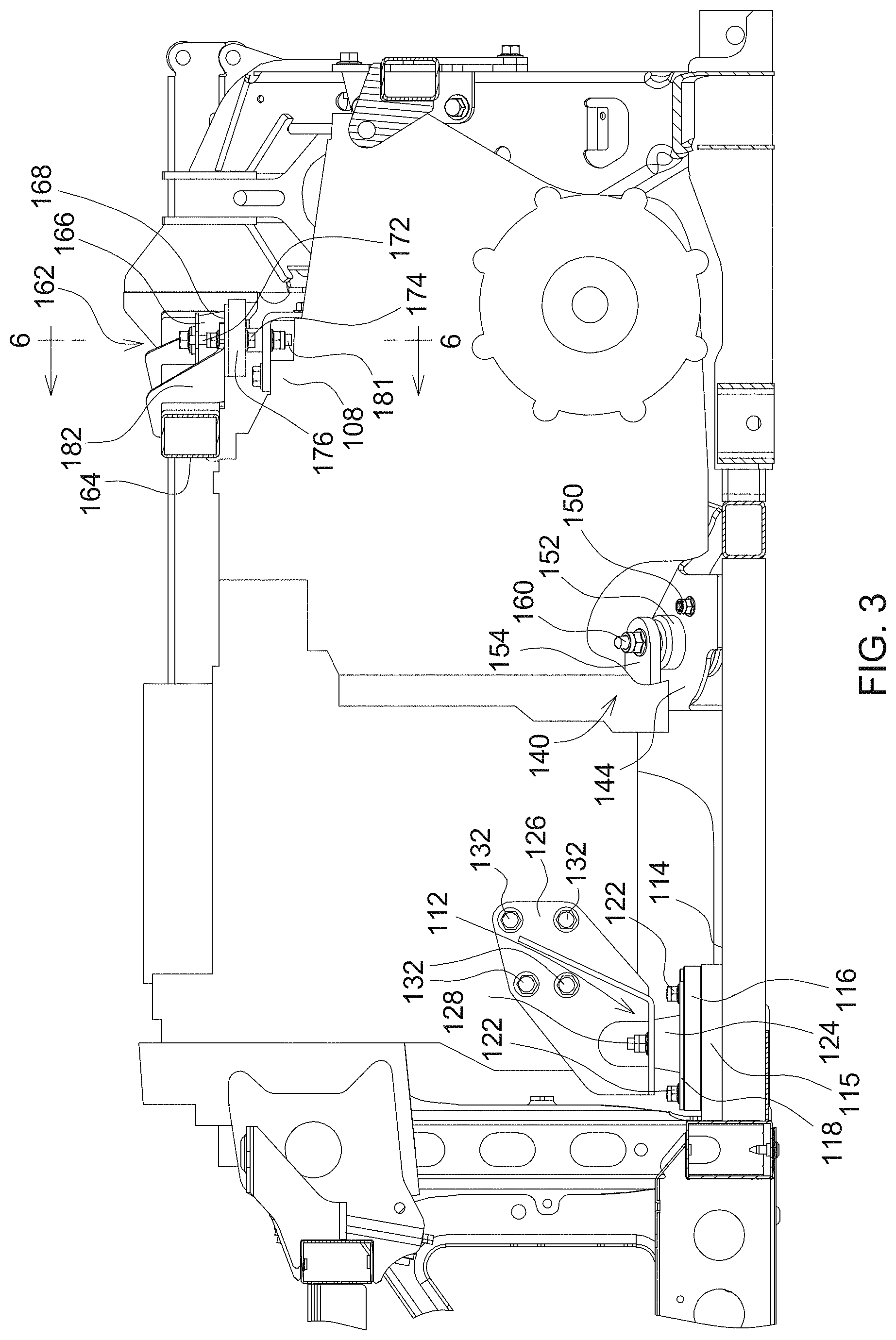 Patent US11772476 Figure 3 – Utility vehicle automatic transmission powertrain mounting