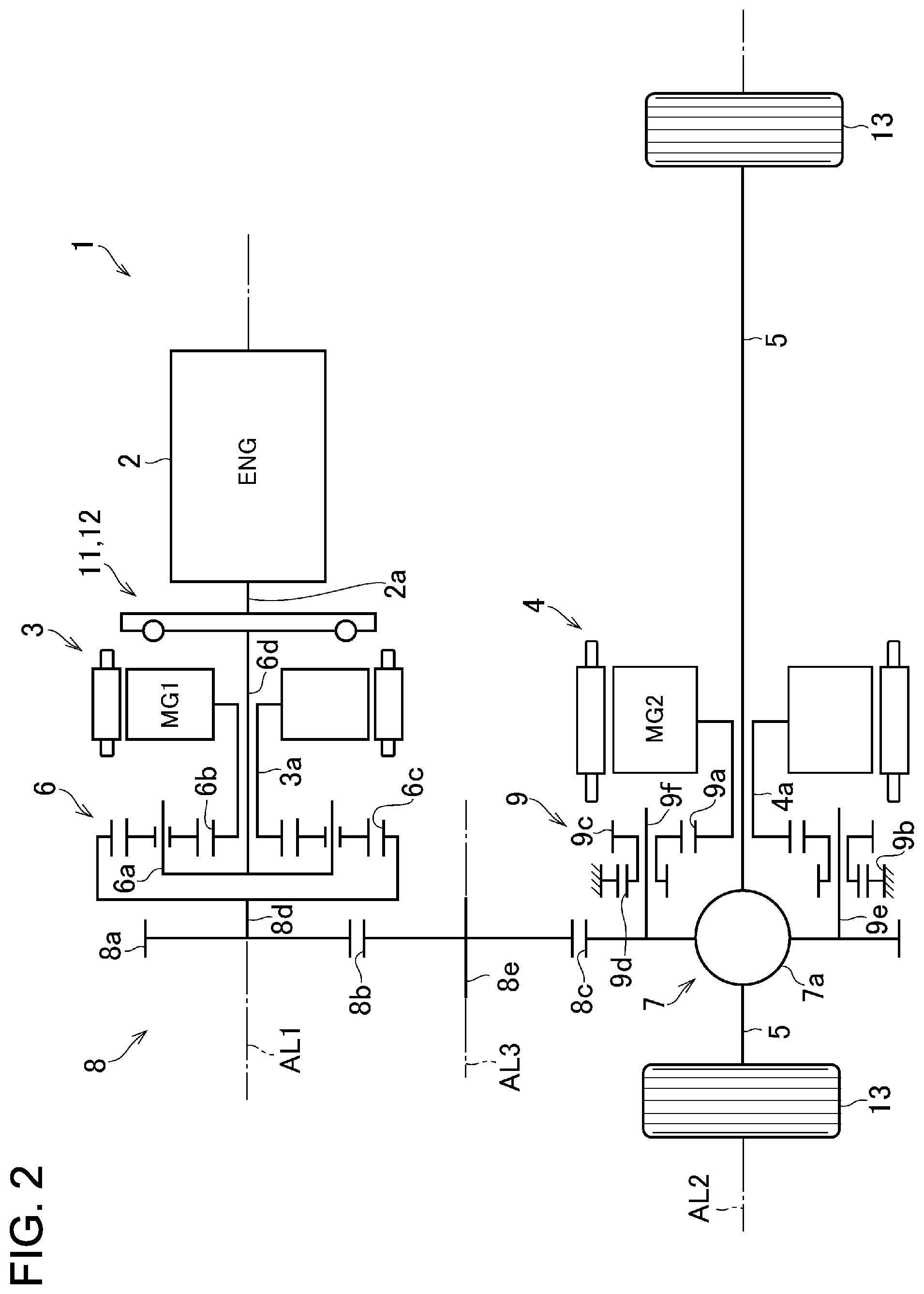 Patent US11772477 Figure 2 – Drive unit for hybrid vehicle
