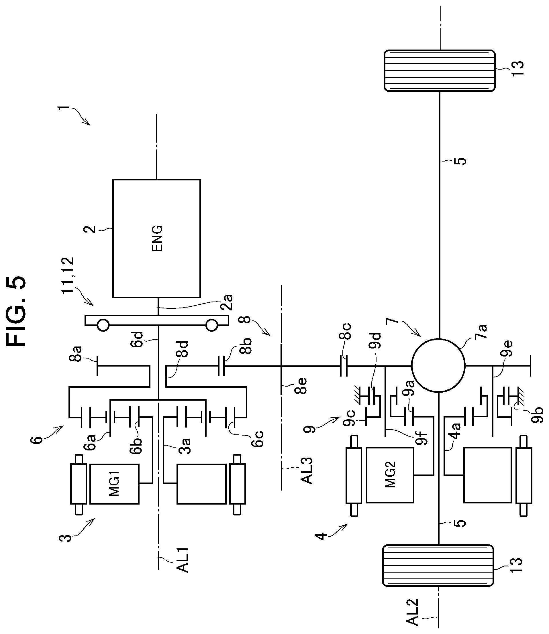 Patent US11772477 Figure 5 – Drive unit for hybrid vehicle