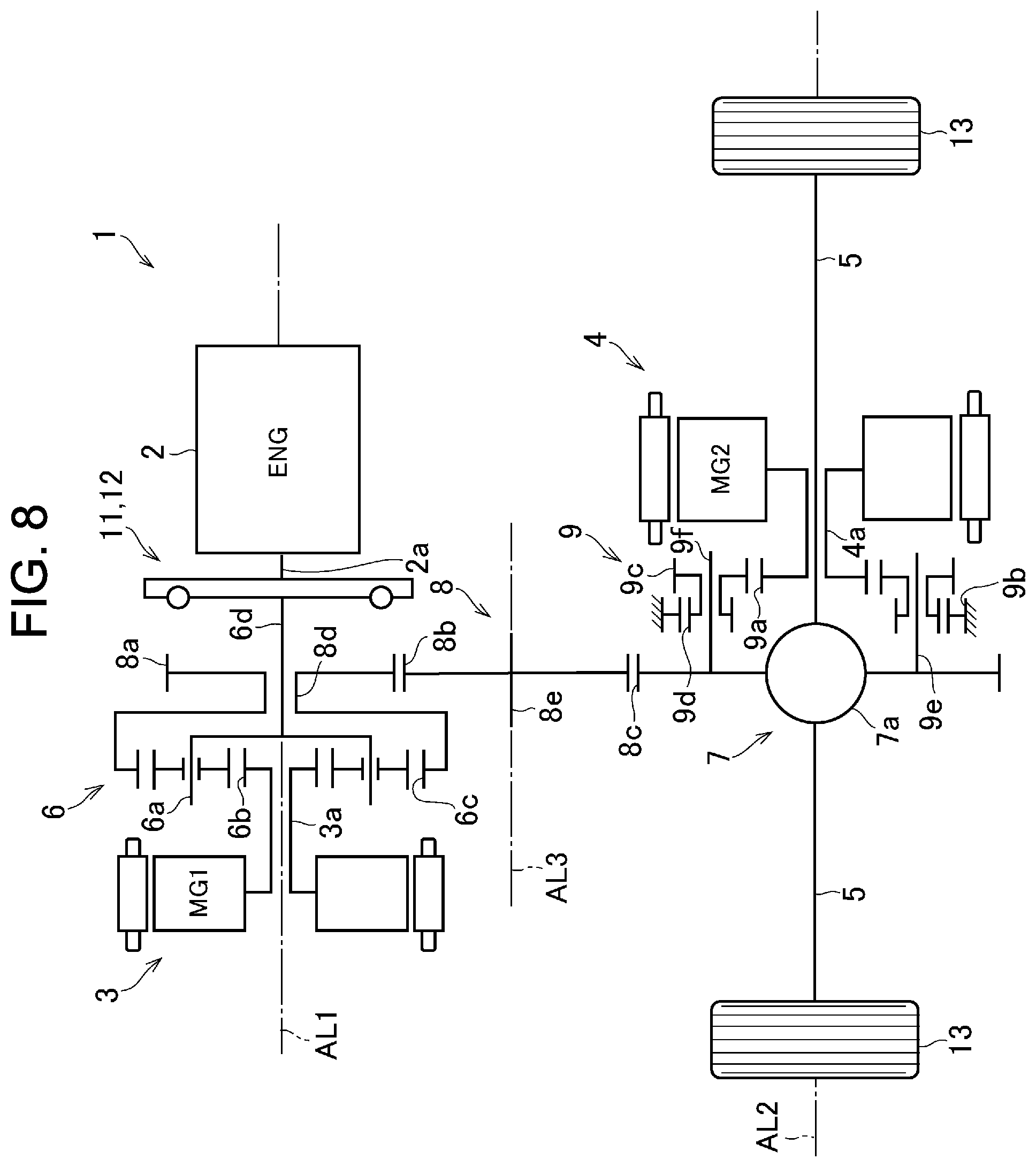 Patent US11772477 Figure 8 – Drive unit for hybrid vehicle