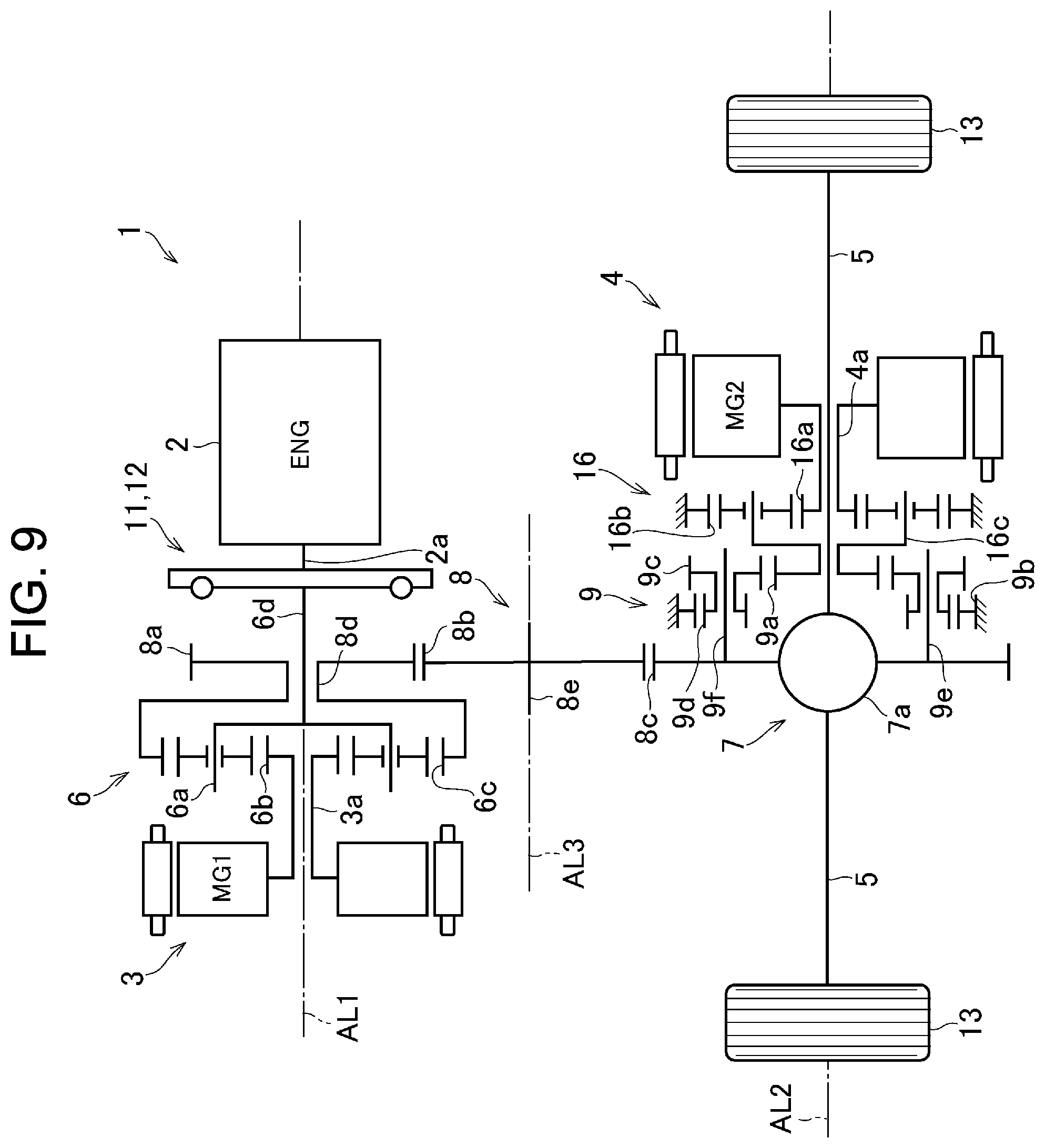 Patent US11772477 Figure 9 – Drive unit for hybrid vehicle