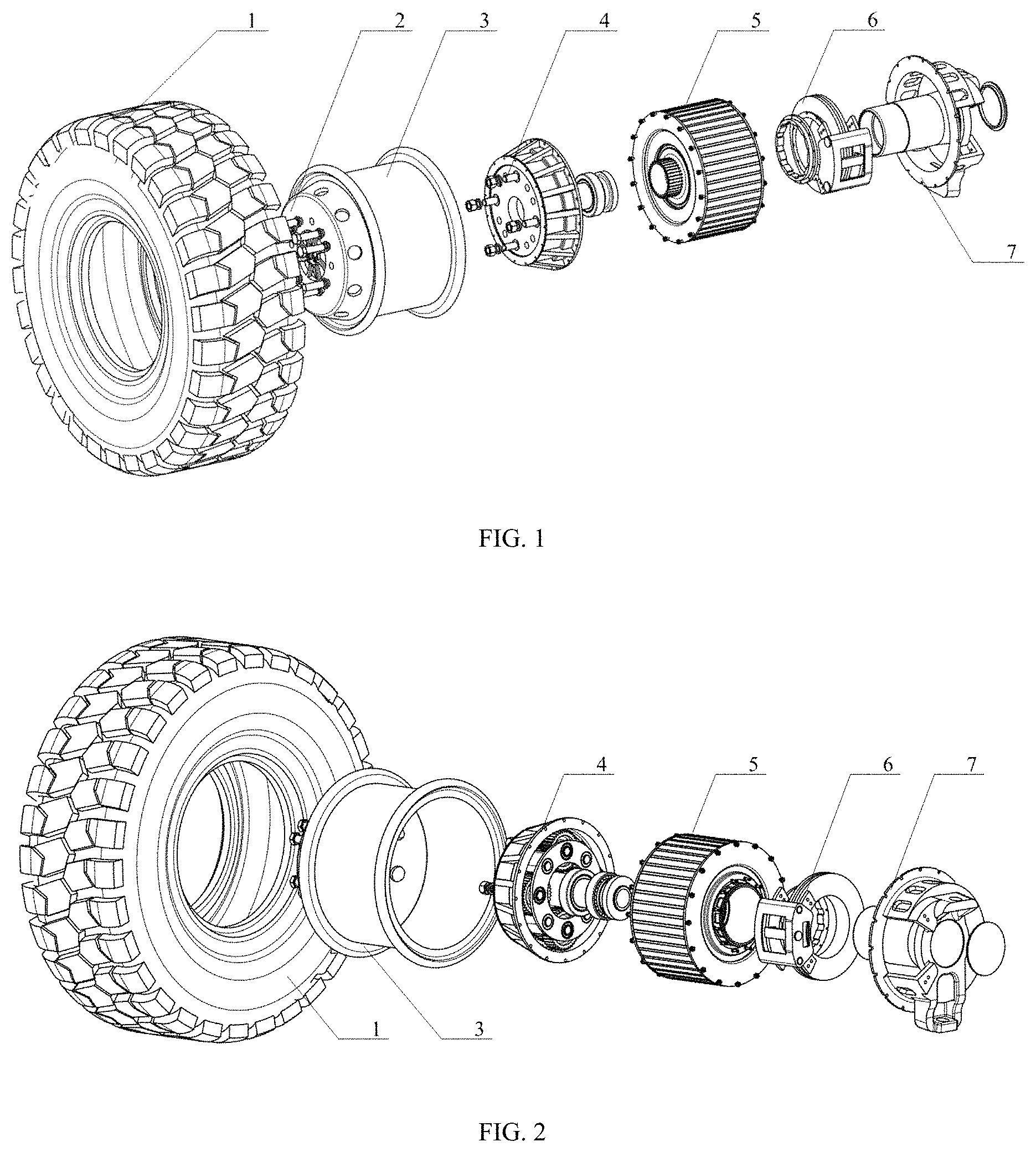 Patent US11772479 Figure 1 – Electric wheel assembly with integrated hub motor