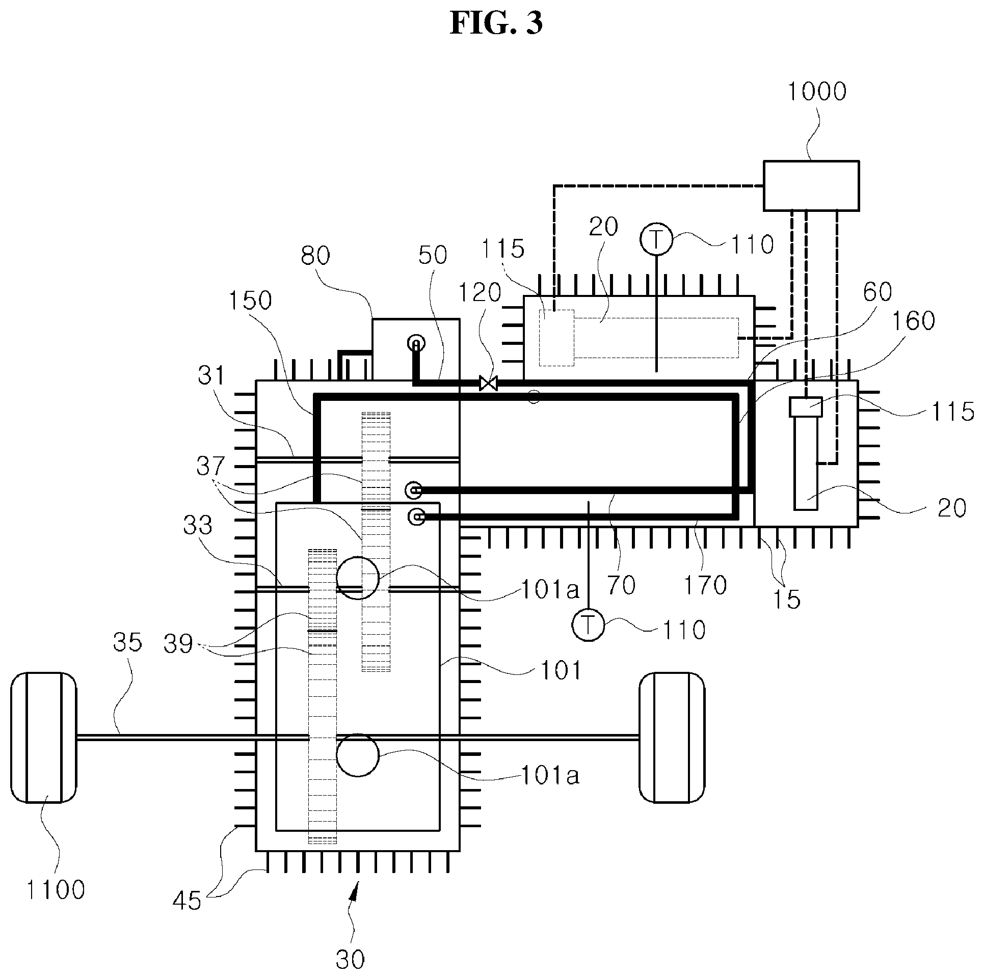 Patent US11772480 Figure 3 – Transaxle-integrated cooling circulation system