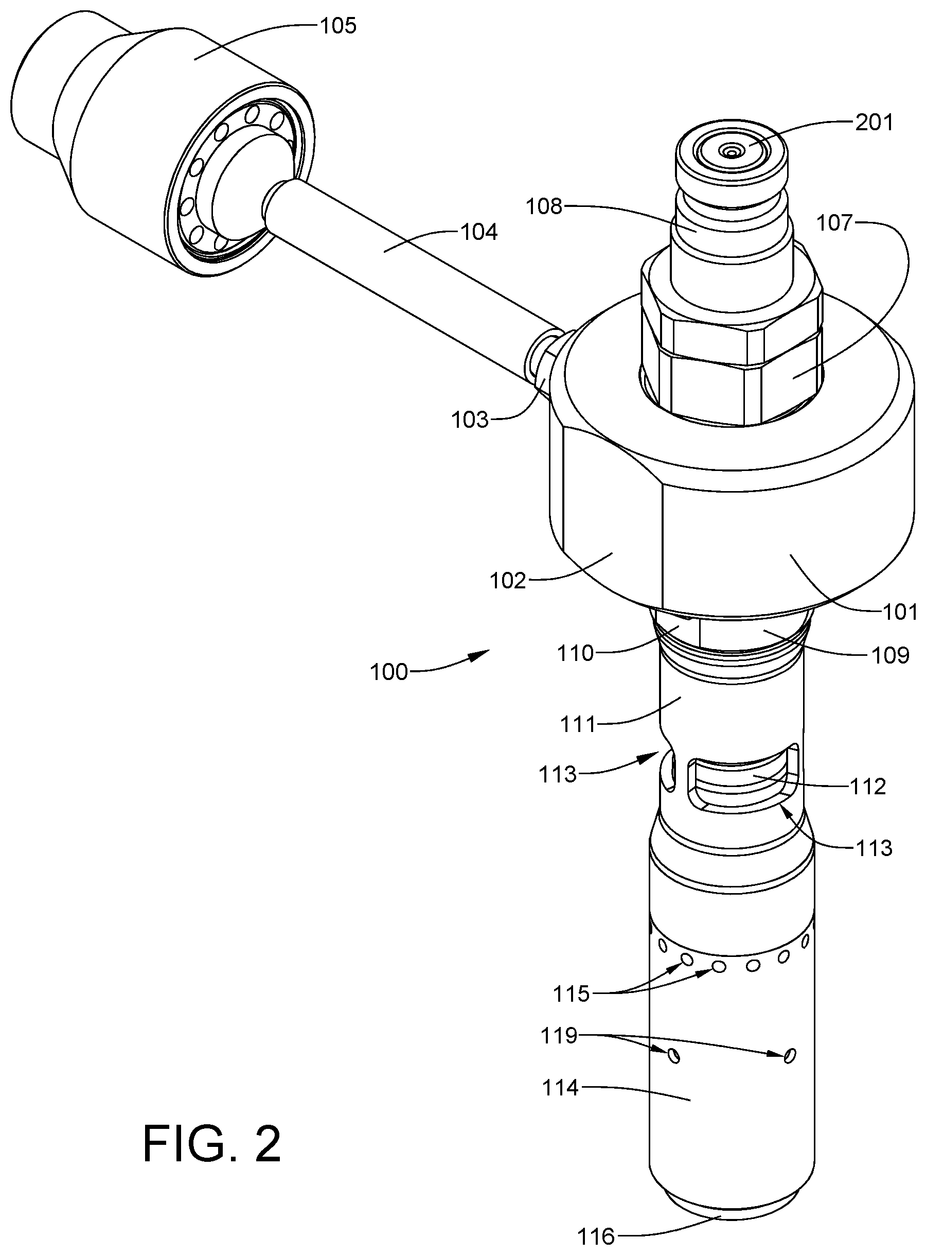 Patent US11772484 Figure 2 – Fully-integrated, fluid flow-control module designed for installation within an ISO filler neck of a top-fill def tank