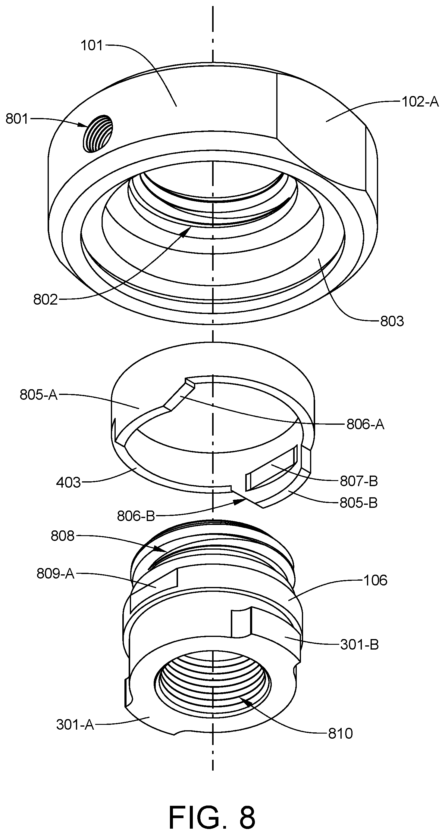 Patent US11772484 Figure 8 – Fully-integrated, fluid flow-control module designed for installation within an ISO filler neck of a top-fill def tank