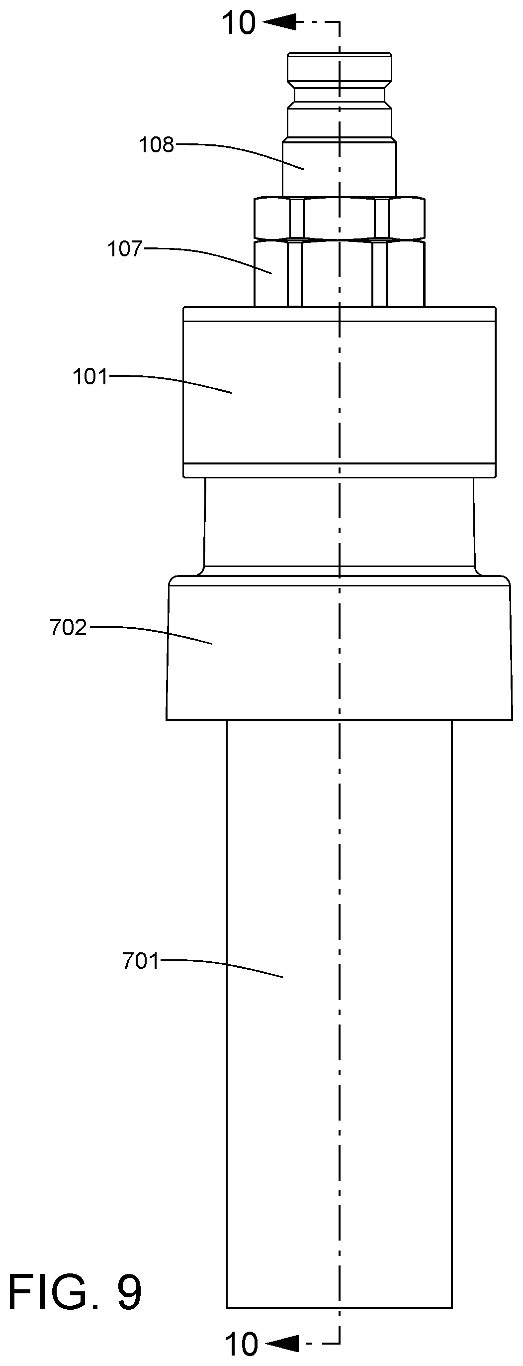 Patent US11772484 Figure 9 – Fully-integrated, fluid flow-control module designed for installation within an ISO filler neck of a top-fill def tank