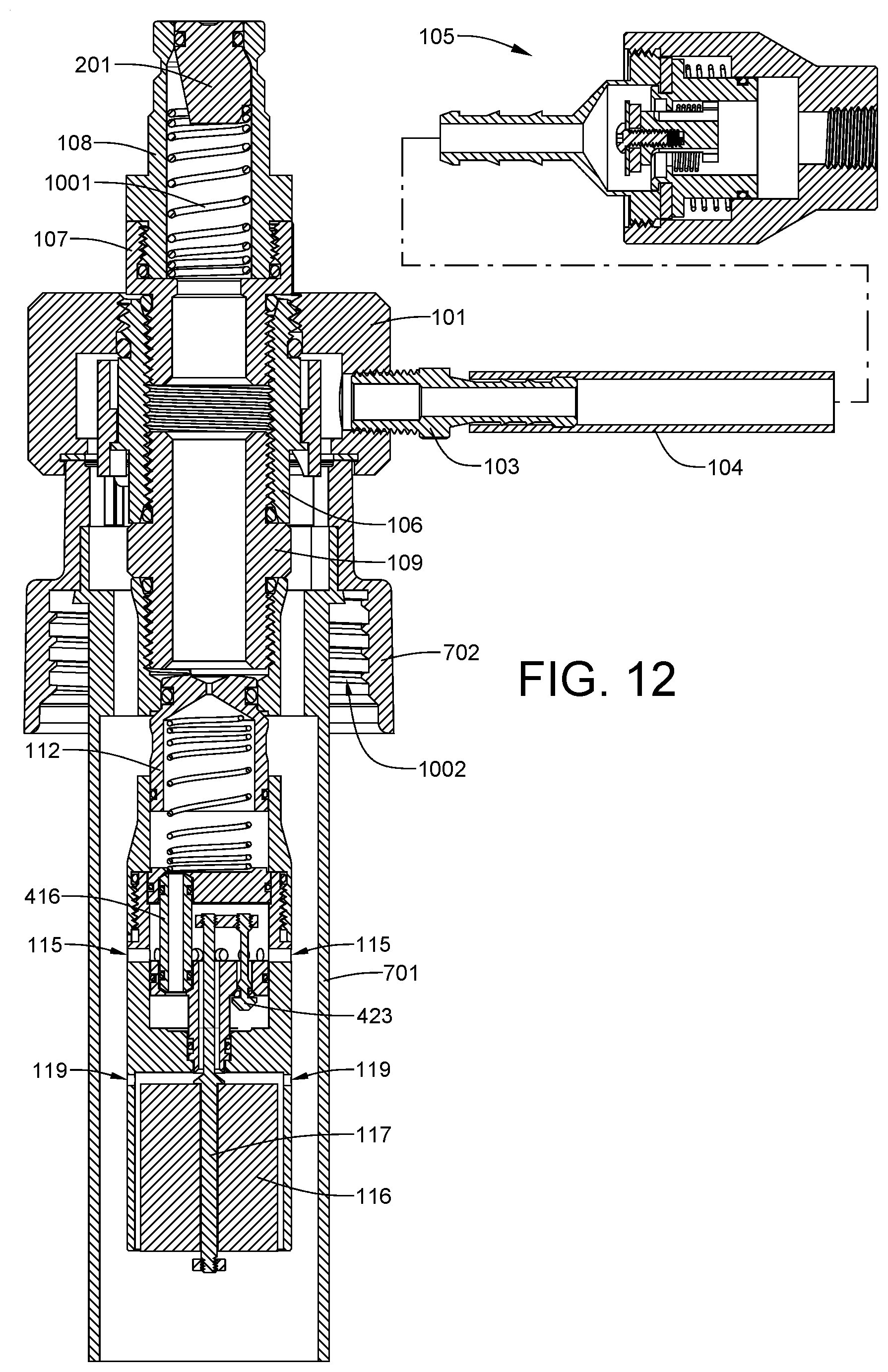 Patent US11772484 Figure 11 – Fully-integrated, fluid flow-control module designed for installation within an ISO filler neck of a top-fill def tank