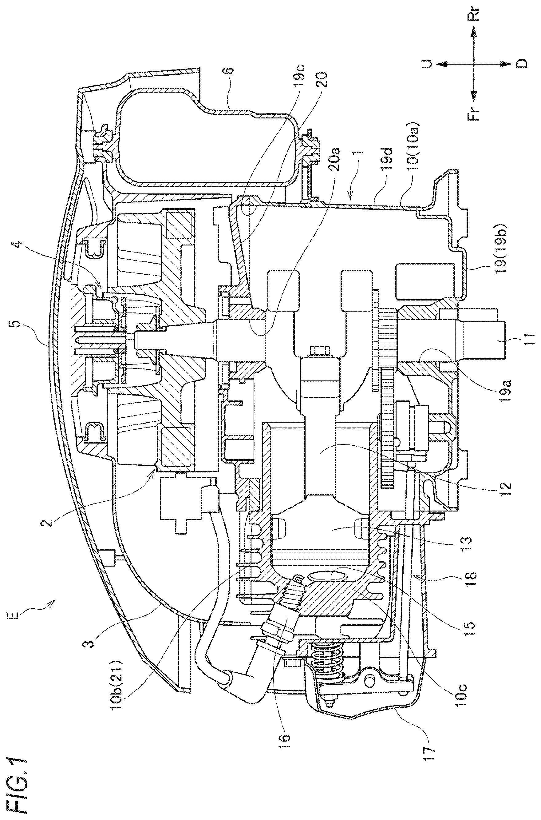 Patent US11772485 Figure 1 – Engine and work machine