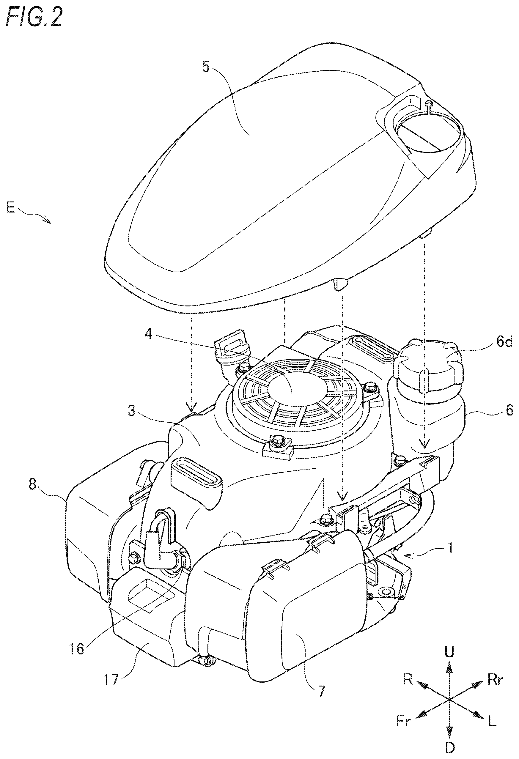 Patent US11772485 Figure 2 – Engine and work machine