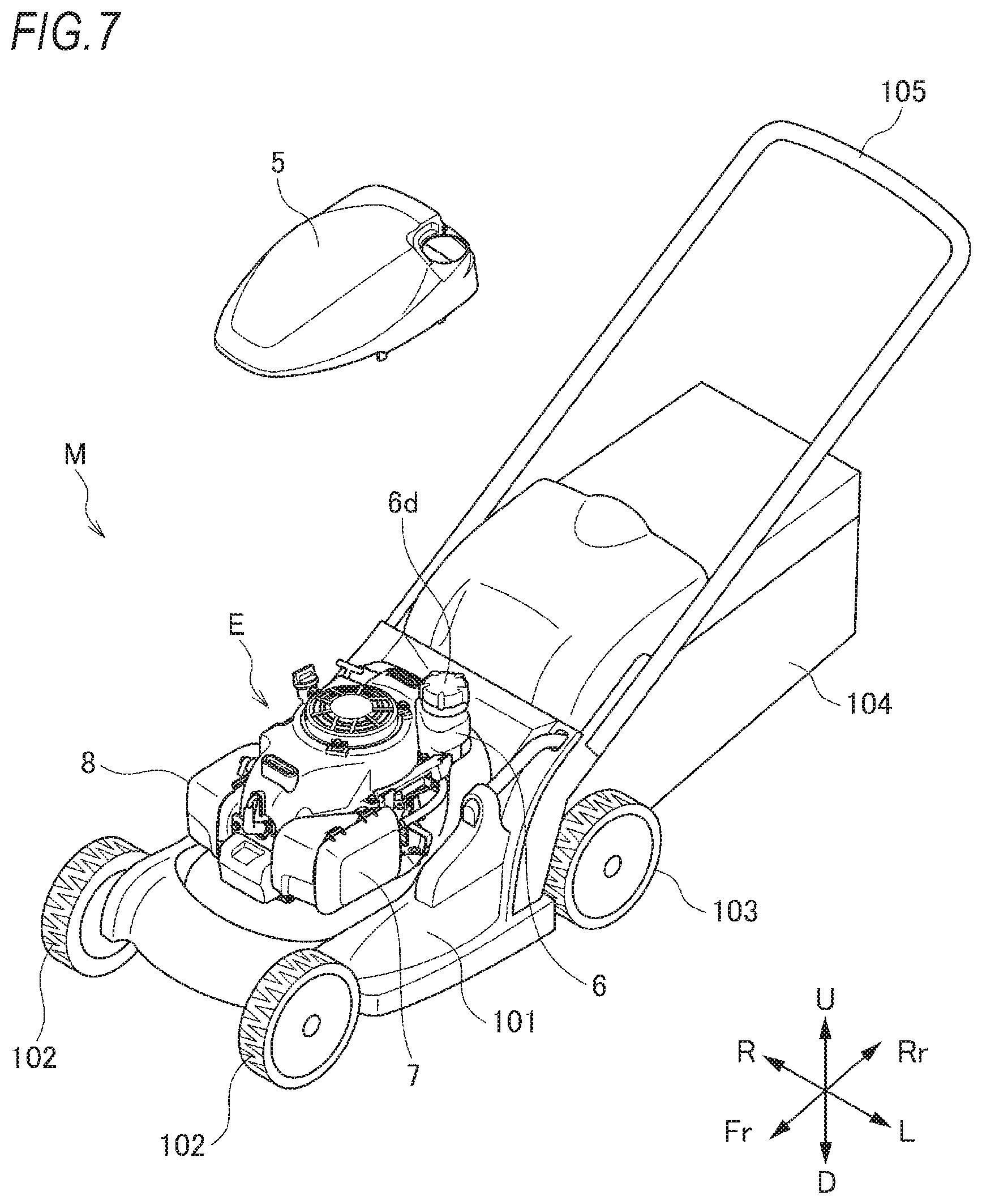 Patent US11772485 Figure 7 – Engine and work machine