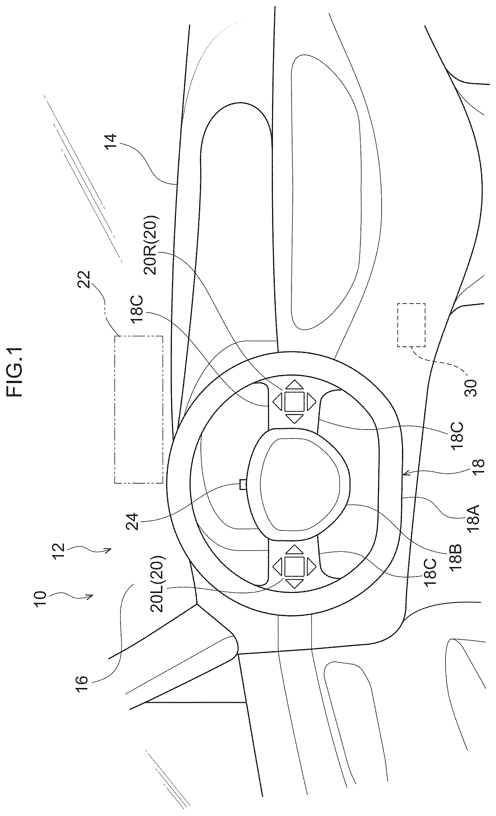 Patent US11772490 Figure 1 – Onboard equipment operating device