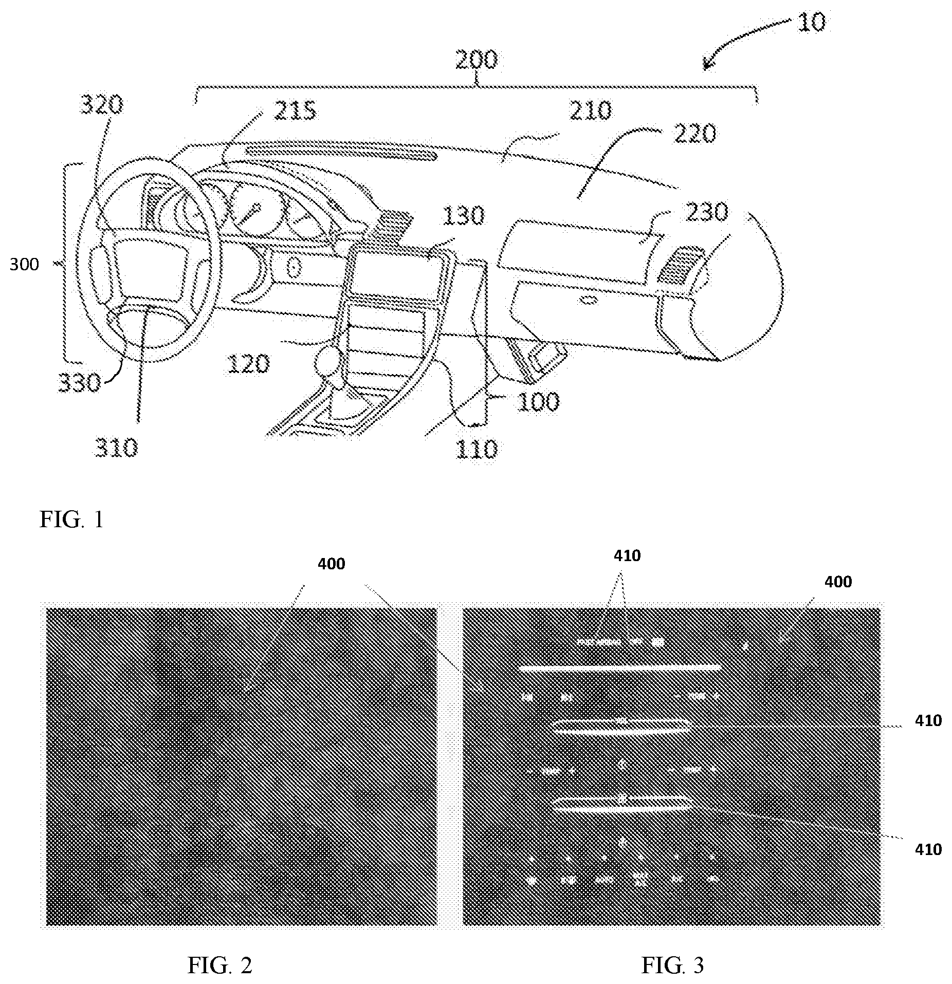 Patent US11772491 — Light guide-based deadfront for display, related methods and vehicle interior systems — Figure 1