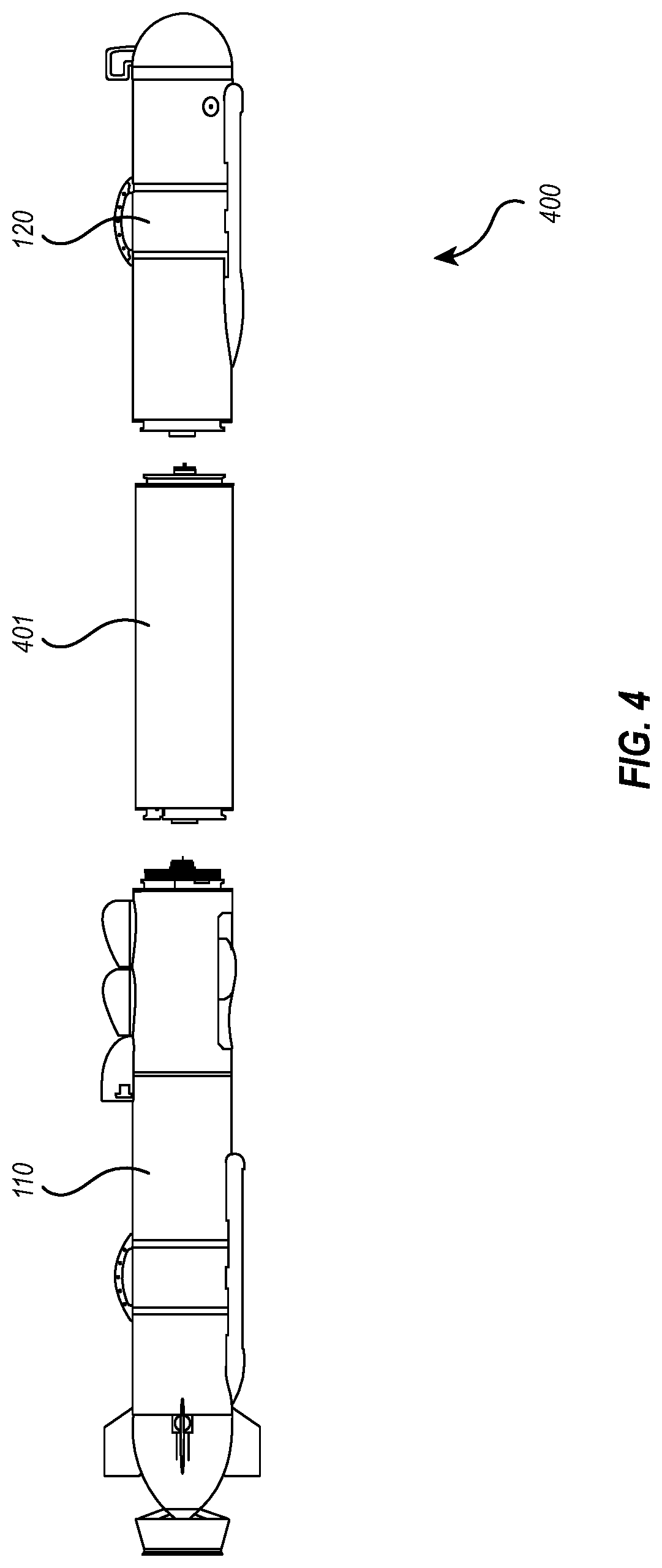 Patent US11772501 Figure 6 – Unmanned undersea vehicle with modular battery system