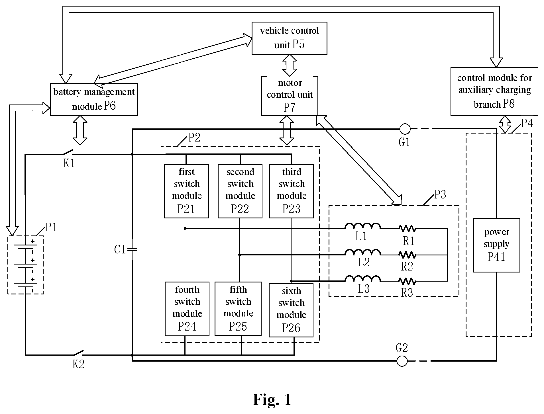 Patent US11772515 — Battery pack heating system and control method thereof — Figure 1