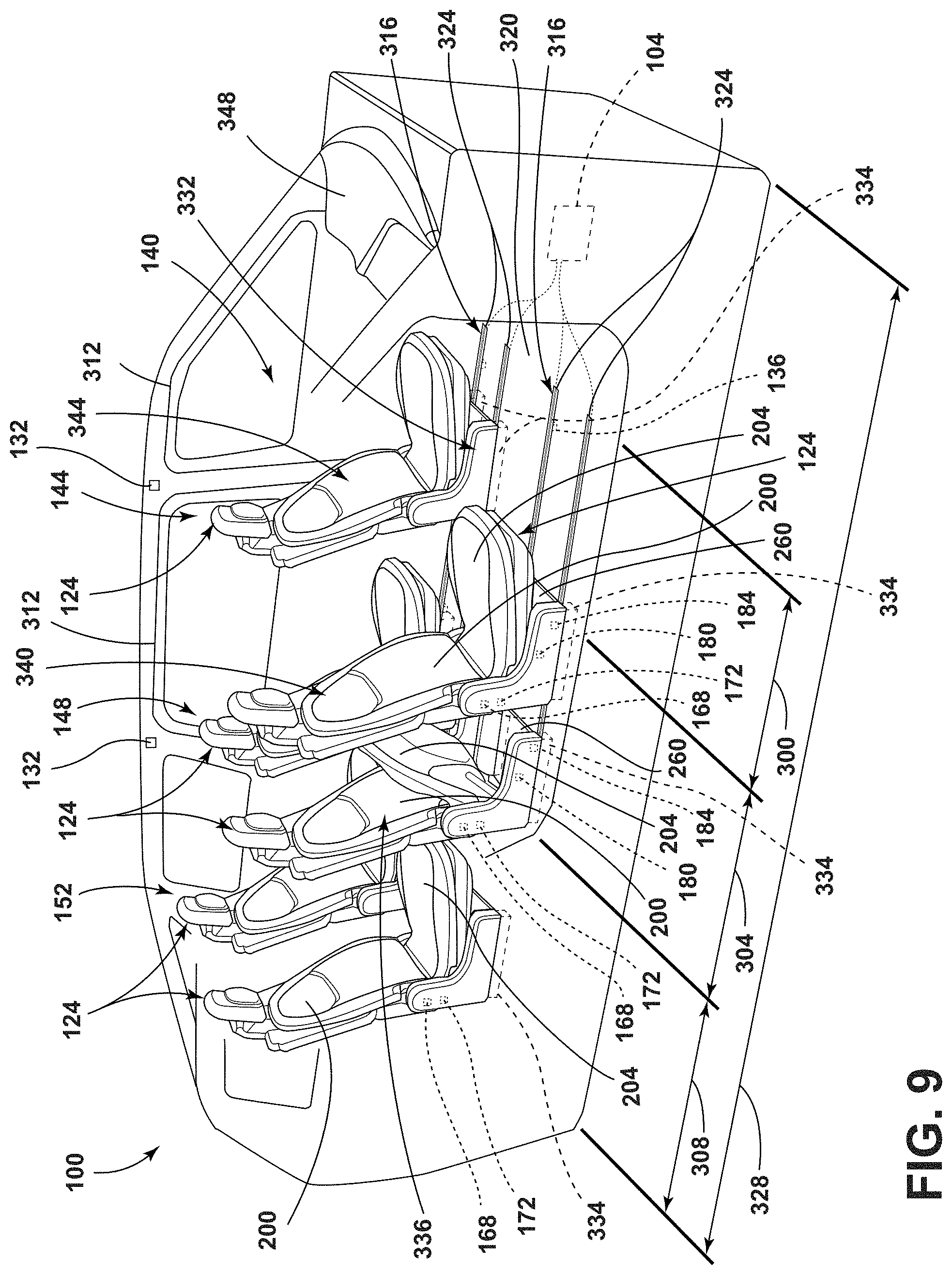 Patent US11772520 Figure 9 – Remote notification and adjustment of a passenger compartment arrangement
