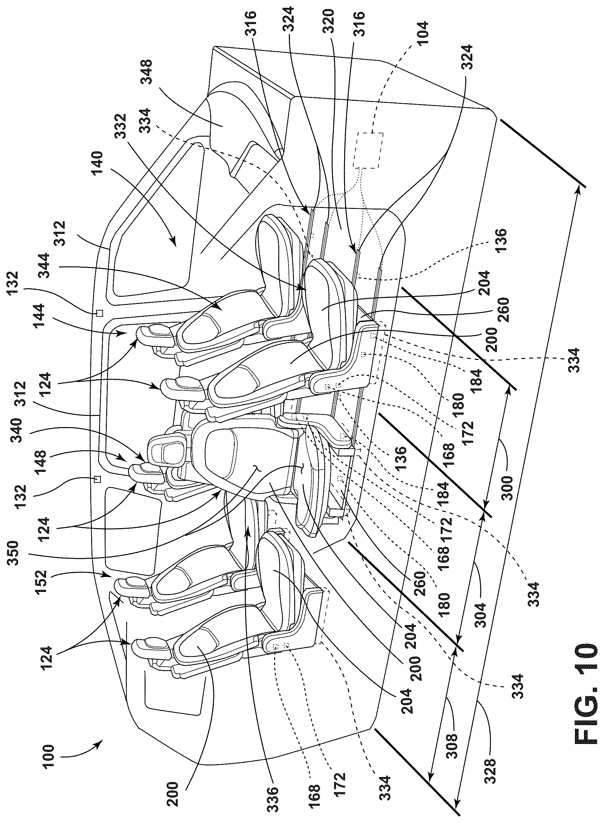 Patent US11772520 Figure 10 – Remote notification and adjustment of a passenger compartment arrangement