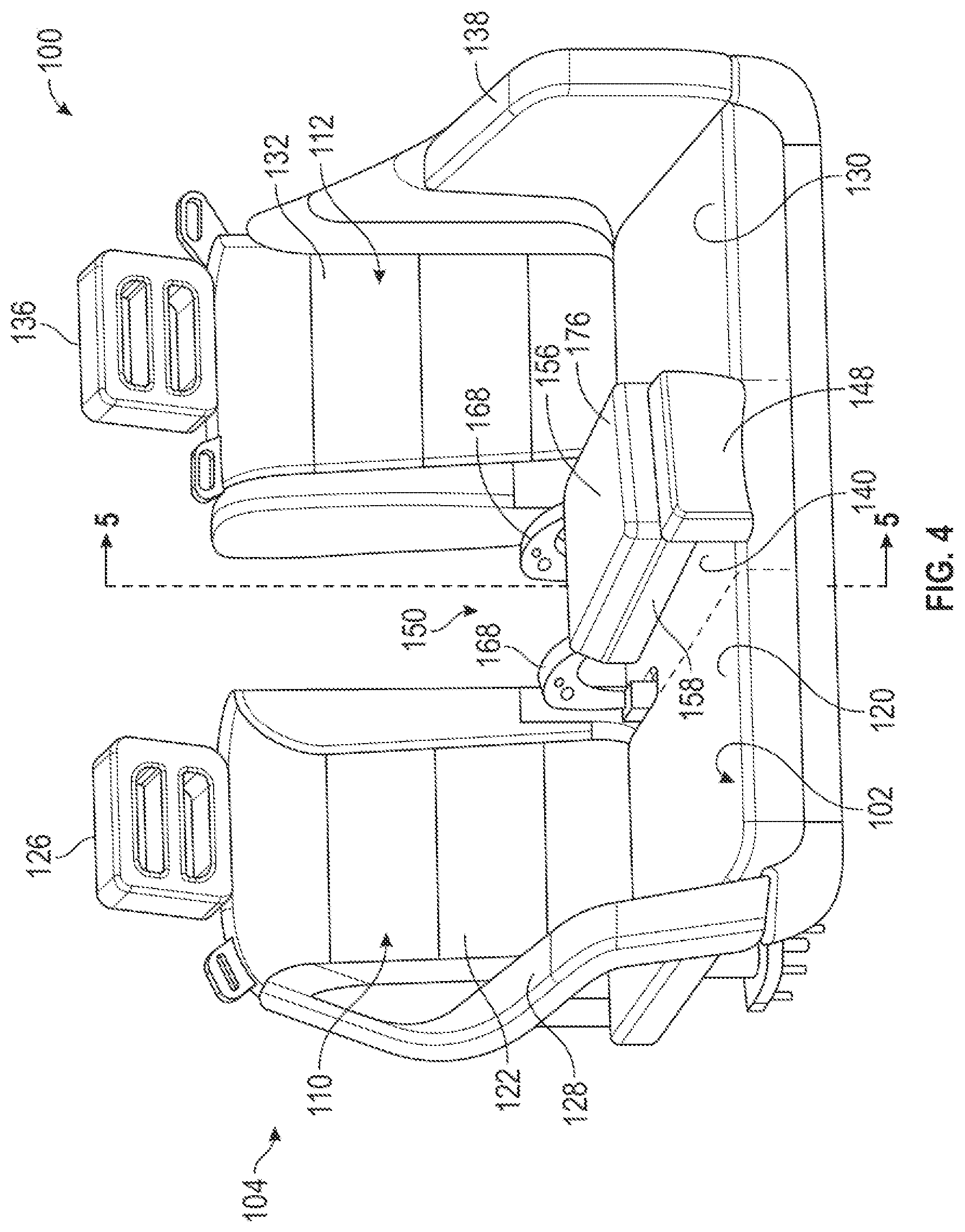 Patent US11772526 Figure 4 – Vehicle seat with center service door